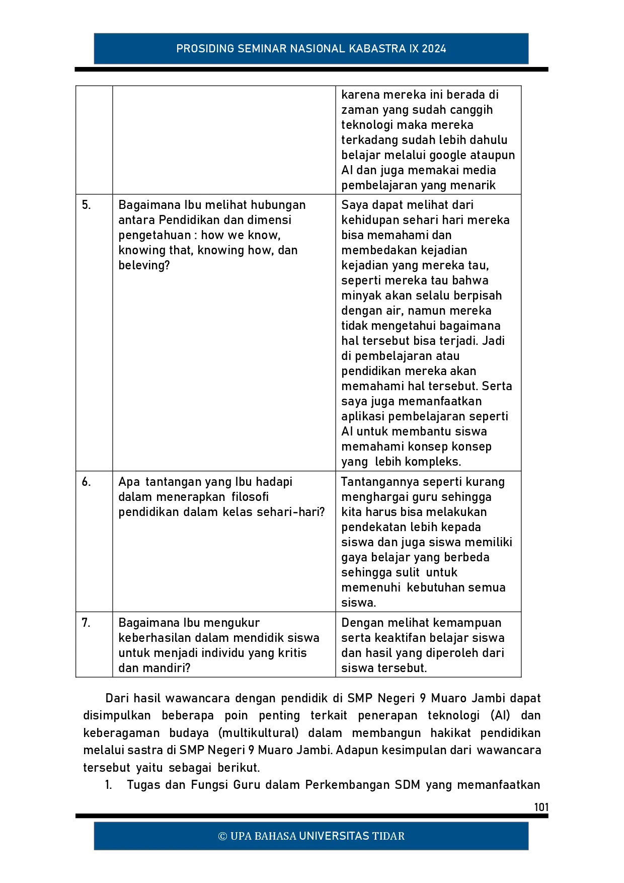 juris Kemampuan AI yang Membantu Pengaplikasian Pendidikan Multikultural dalam Membangun Hakikat Pendidikan Melalui Sastra di SMP Negeri 9 Muaro Jambi