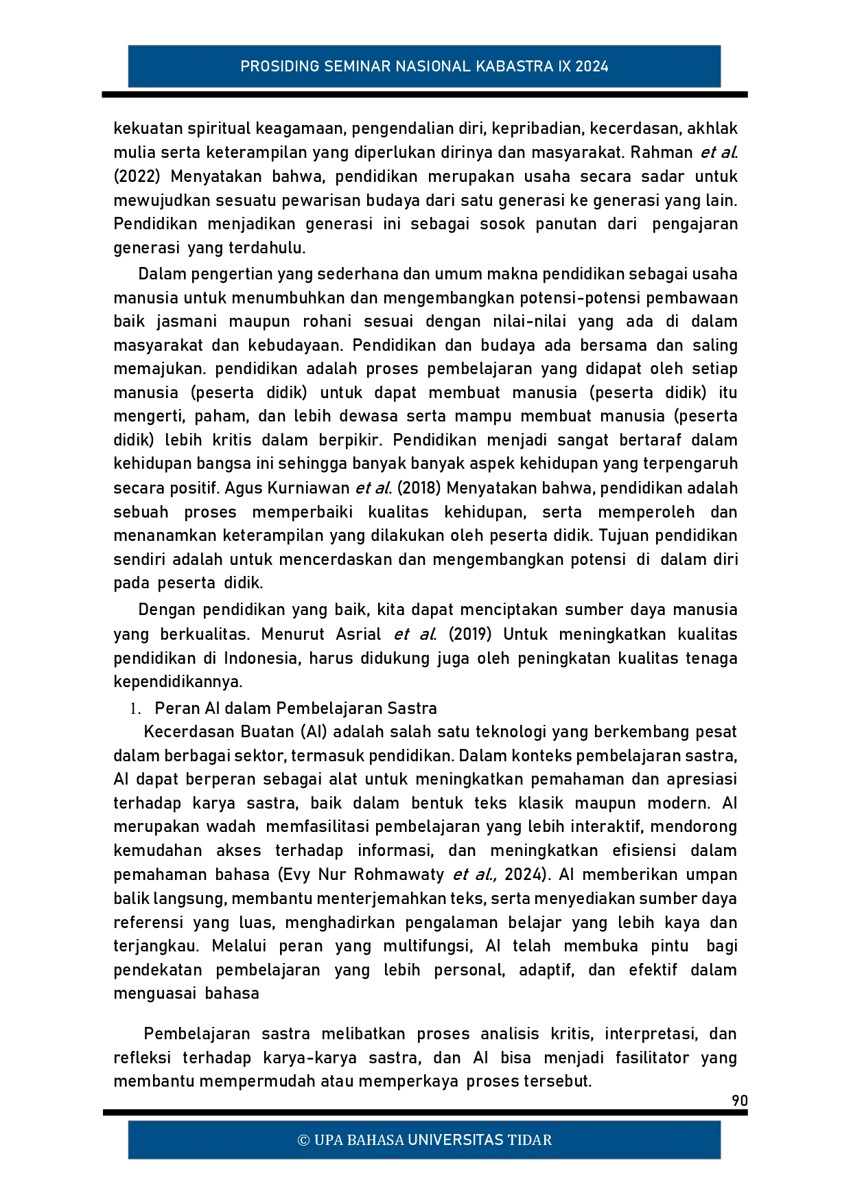 juris Kemampuan AI yang Membantu Pengaplikasian Pendidikan Multikultural dalam Membangun Hakikat Pendidikan Melalui Sastra di SMP Negeri 9 Muaro Jambi