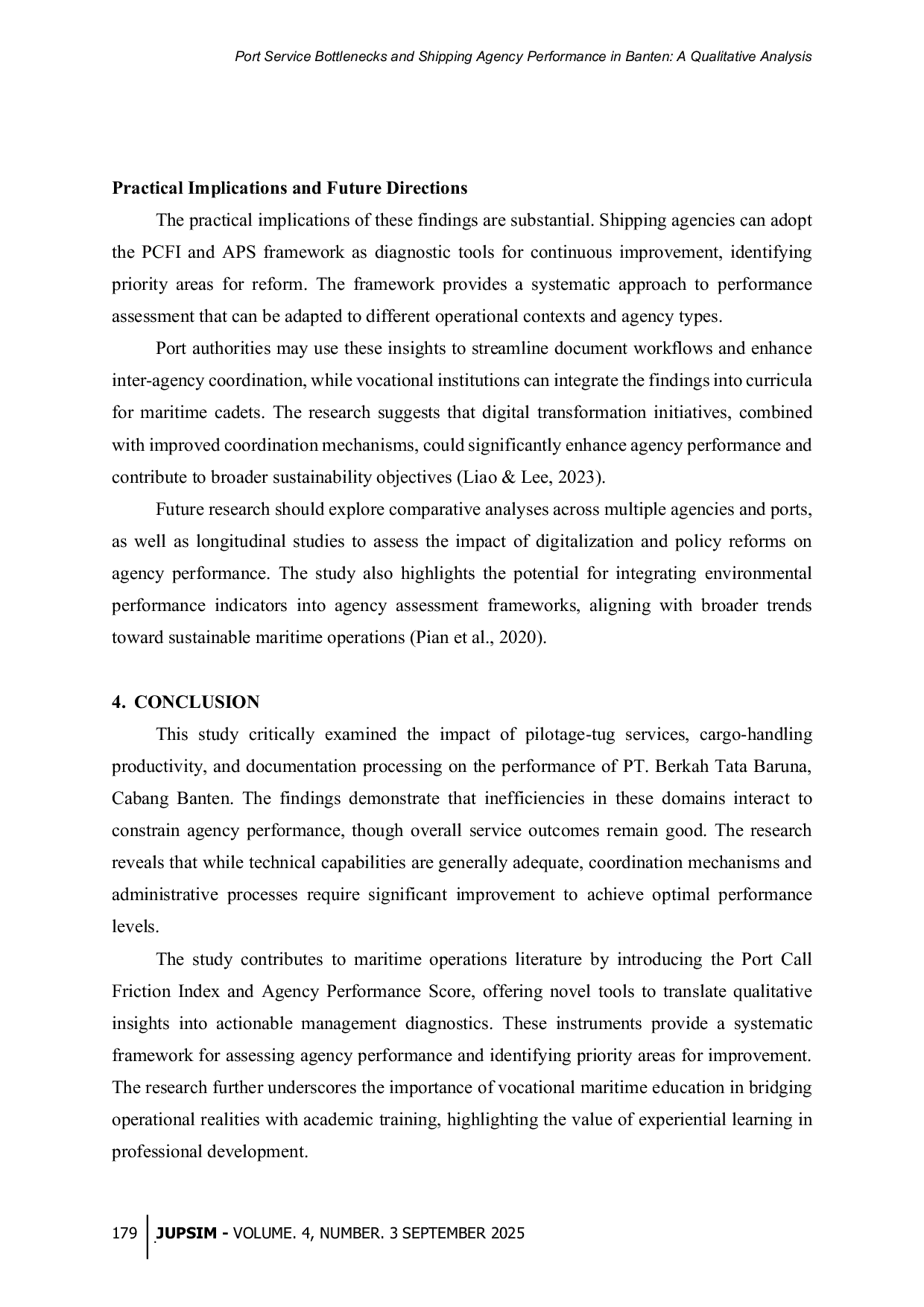 JURIS Port Service Bottlenecks and Shipping Agency Performance in Banten A Qualitative Analysis