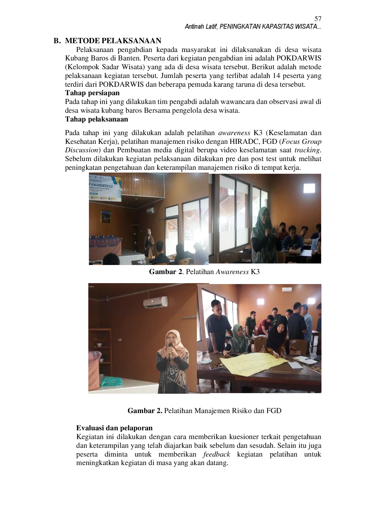 juris Peningkatan Kapasitas Wisata Aman Bagi Kelompok Sadar Wisata Pokdarwis Melalui Pelatihan Awareness K3 dan Manajemen Risiko di Tempat Wisata