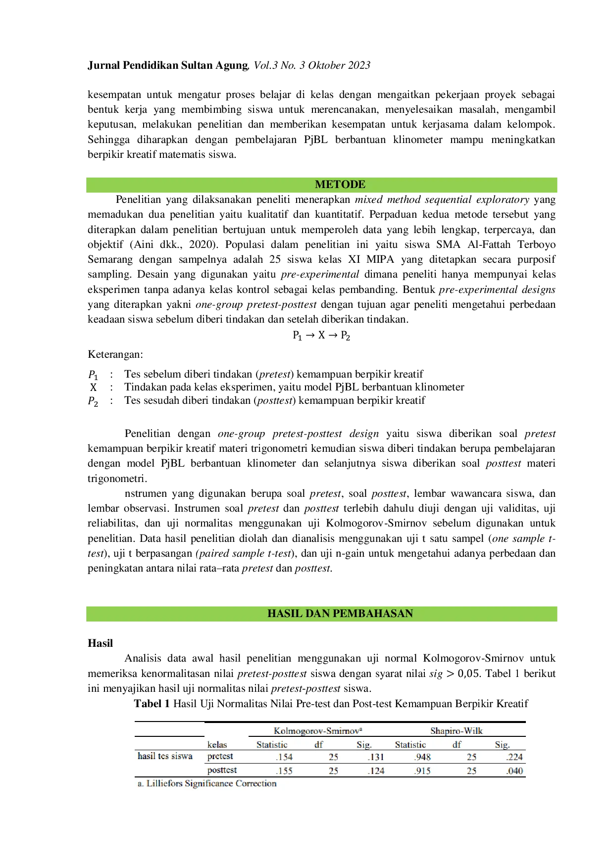 JURIS Penerapan Project Based Learning Berbantuan Klinometer Meningkatkan Kemampuan Berpikir Kreatif Materi Trigonometri