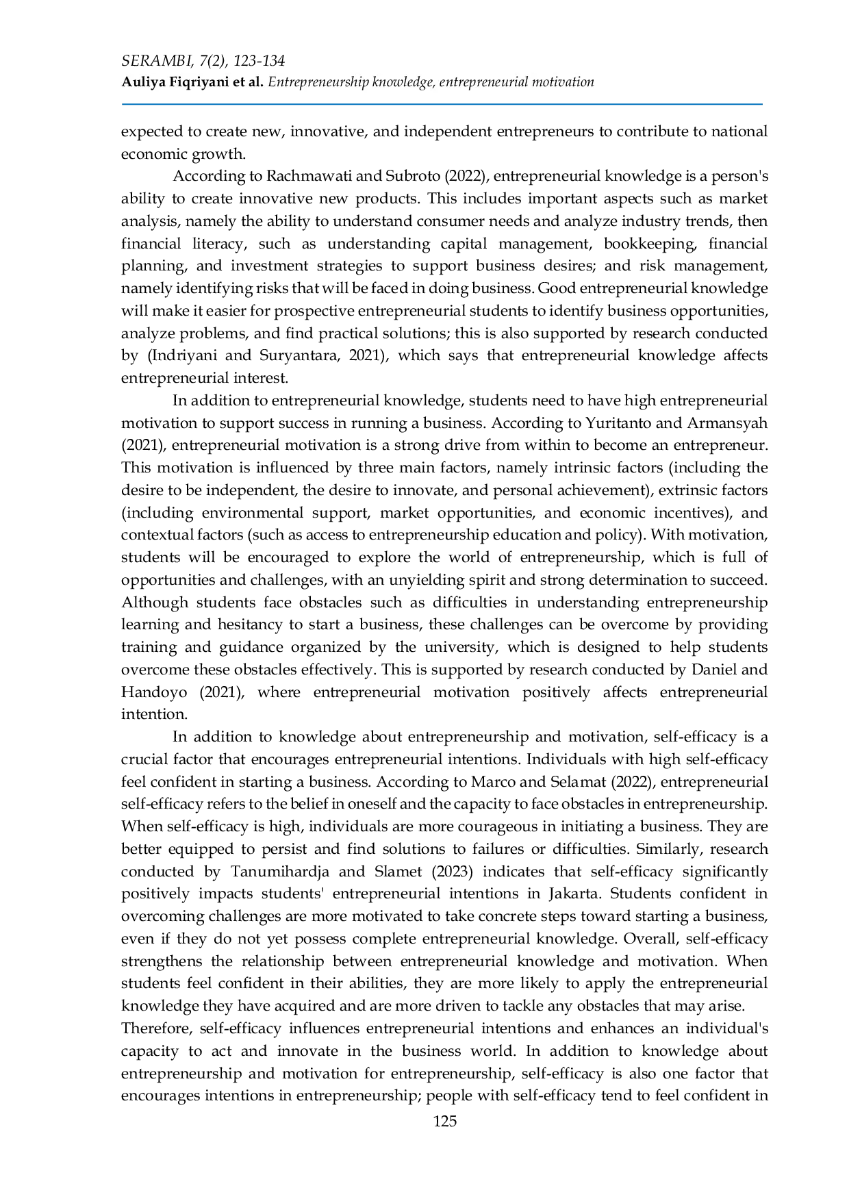JURIS The effect of entrepreneurial knowledge entrepreneurial motivation and entrepreneurial self efficacy on entrepreneurial intention among students