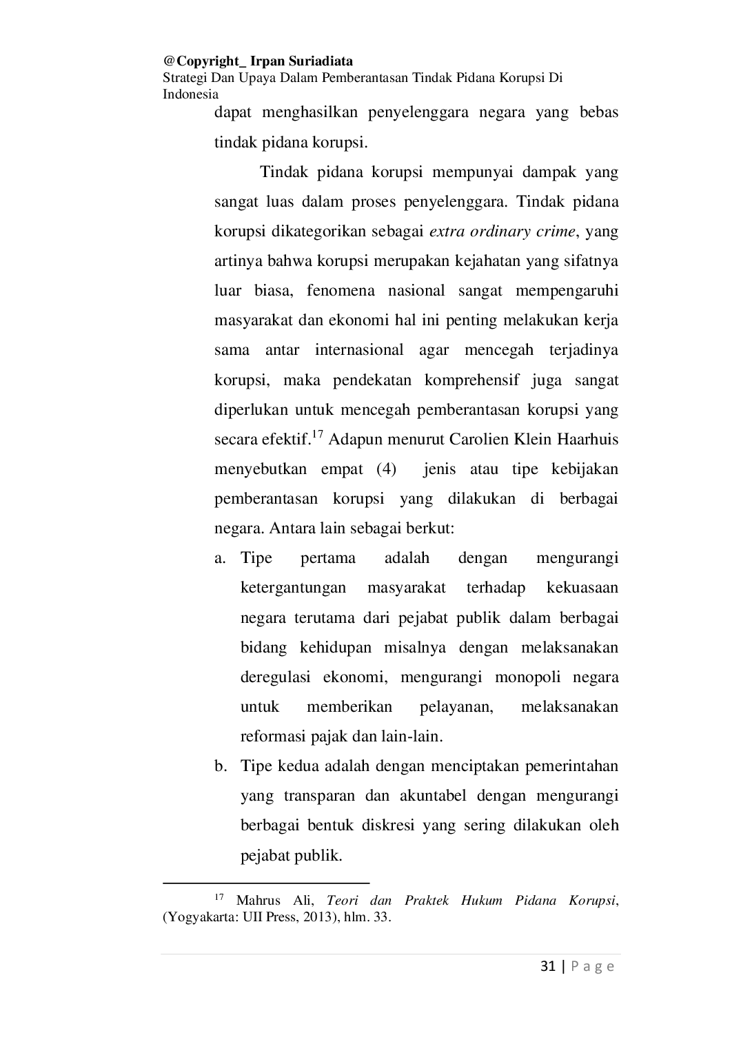 juris Strategi Dan Upaya Dalam Pemberantasan Tindak Pidana Korupsi Di Indonesia