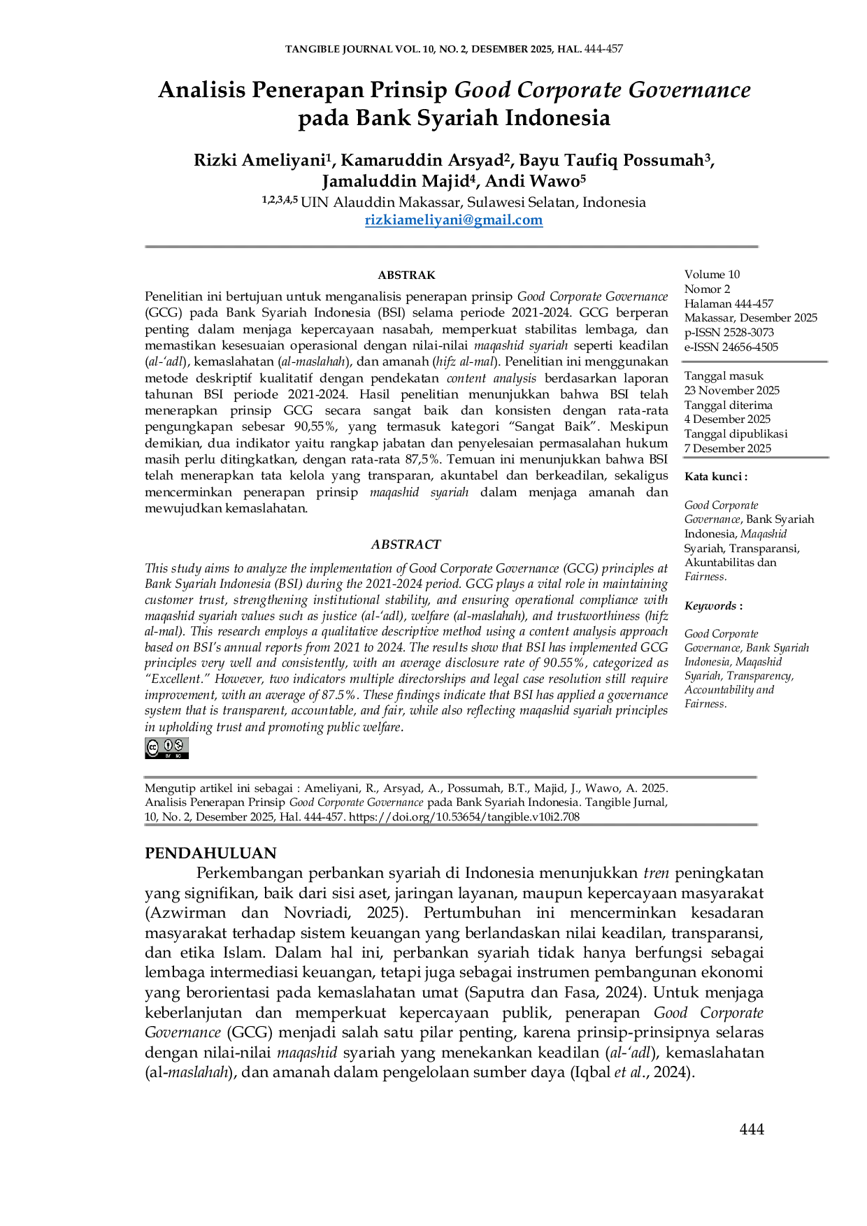 JURIS Analisis Penerapan Prinsip Good Corporate Governance pada Bank Syariah Indonesia