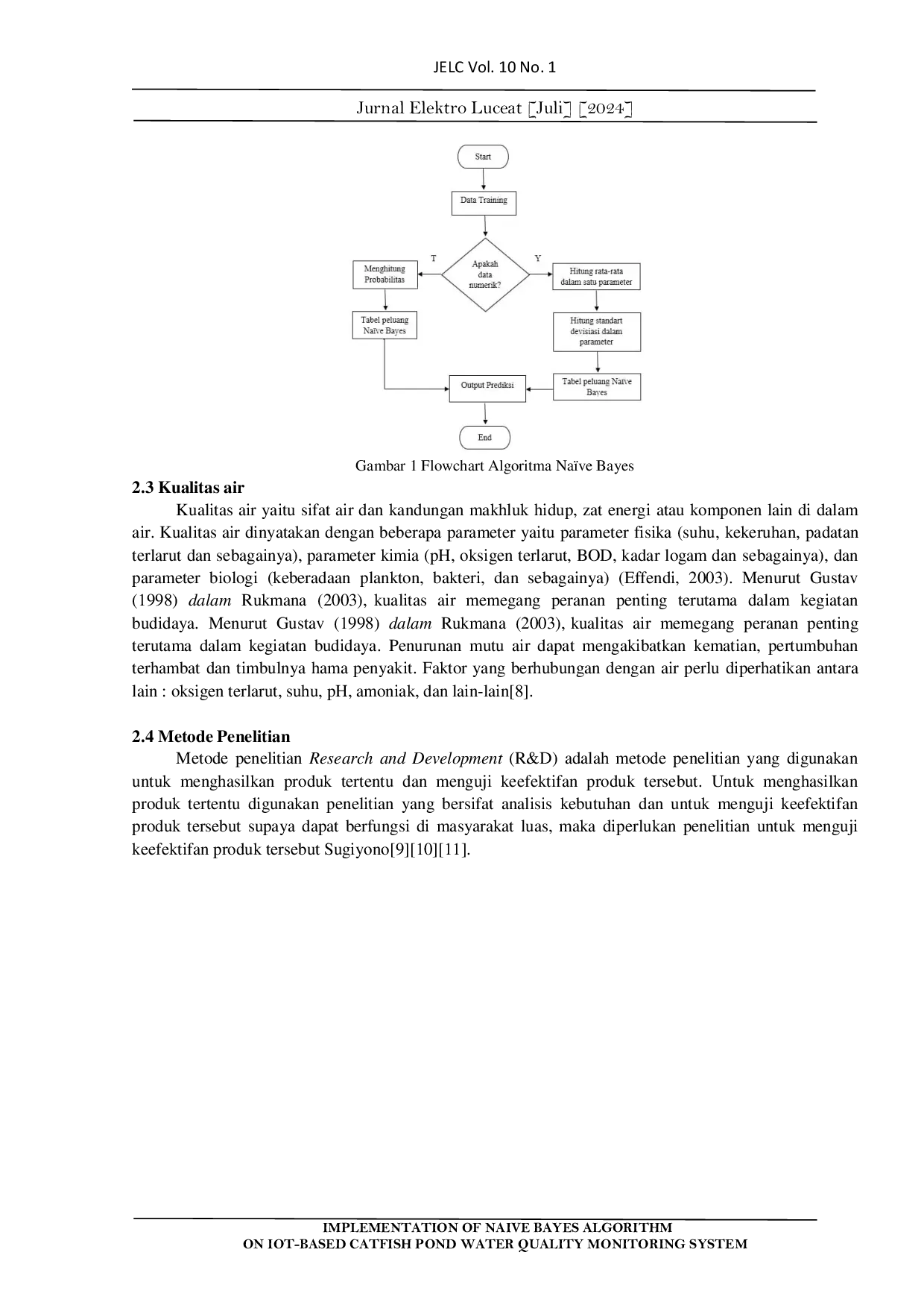 JURIS Implementasi Algoritma Naive Bayes pada Sistem Monitor Kualitas Air Kolam Lele Berbasis IoT