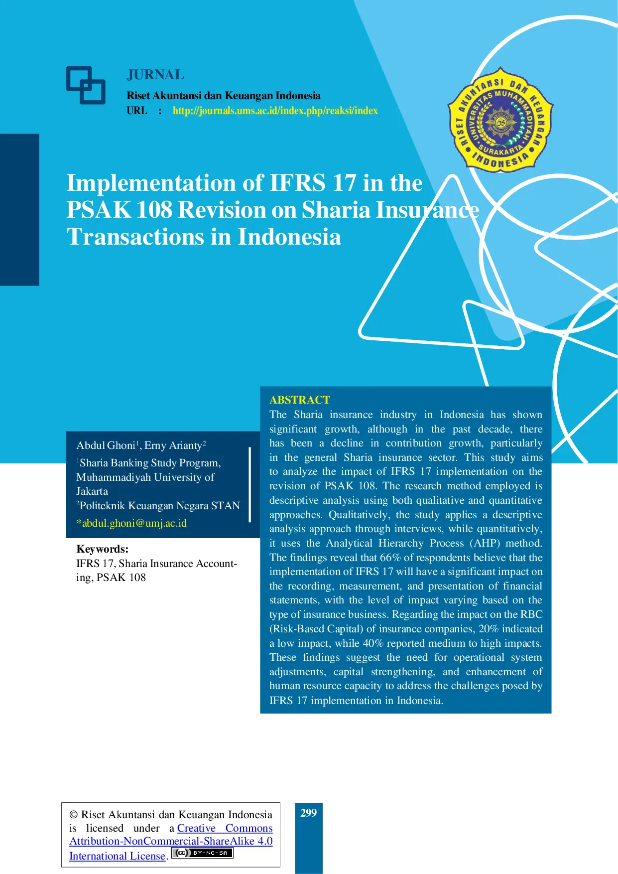 JURIS Implementation of IFRS 17 in the PSAK 108 Revision on Sharia Insurance Transactions in Indonesia