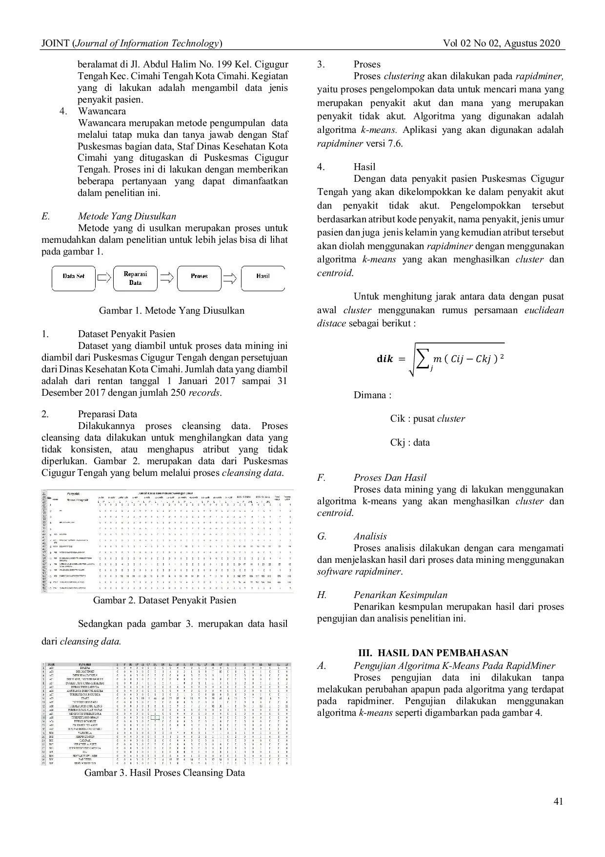 JURIS Algoritma K Means Untuk Pengelompokkan Penyakit Pasien Pada Puskesmas Cigugur Tengah