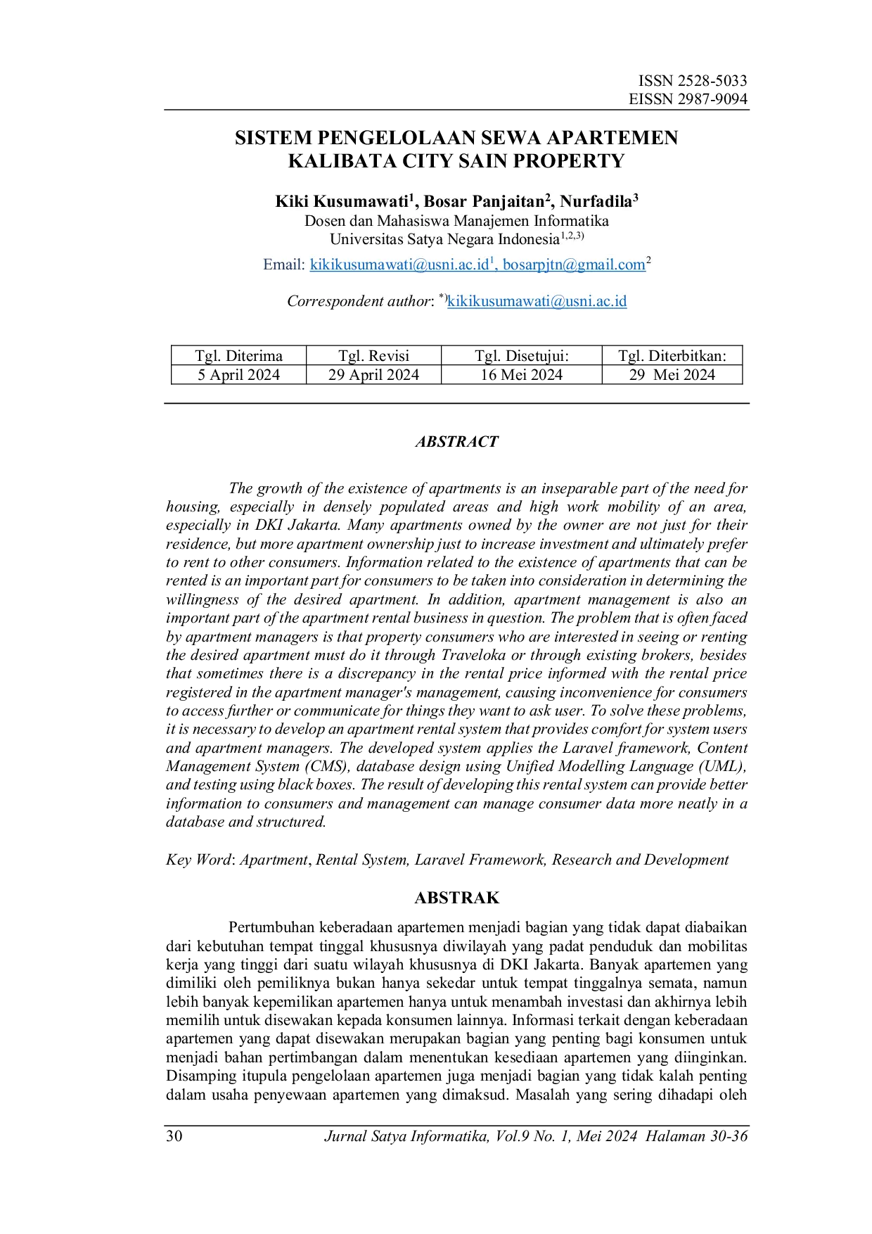JURIS Sistem Pengelolaan Sewa Apartemen Kalibata City Sain Property