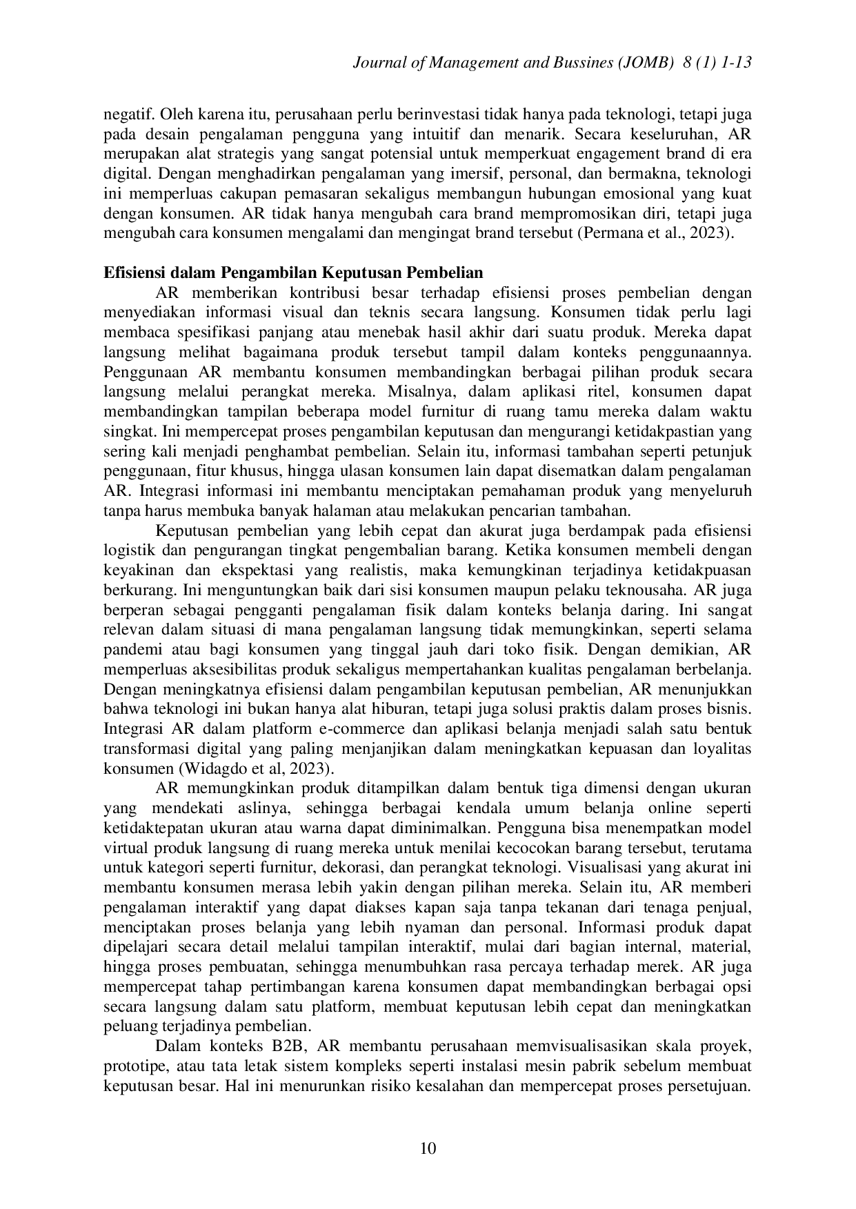 JURIS Pemanfaatan Realitas Buatan Augmented Reality dalam Inovasi Teknousaha untuk Meningkatkan Pengalaman Konsumen di Era Digital