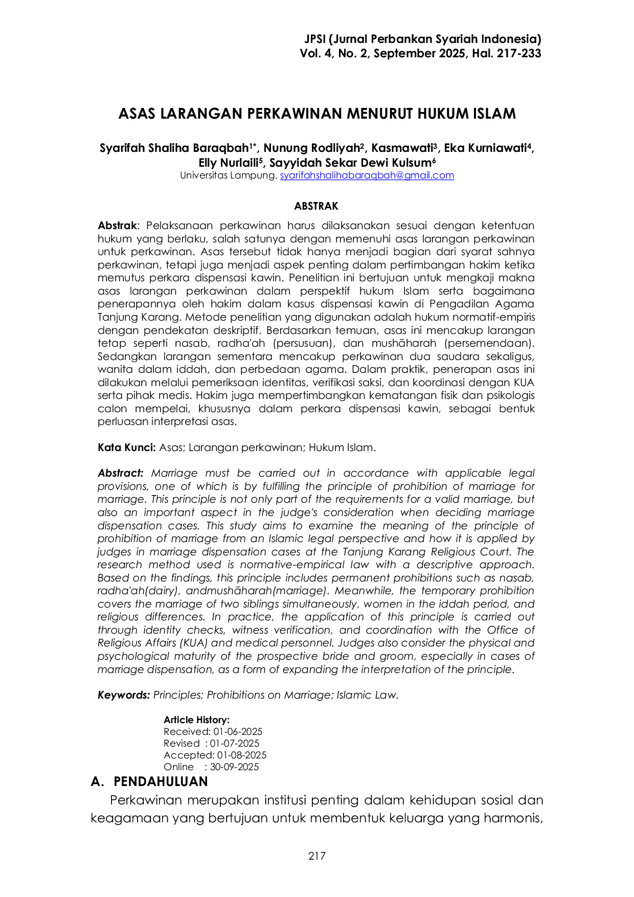 JURIS Asas Larangan Perkawinan Menurut Hukum Islam