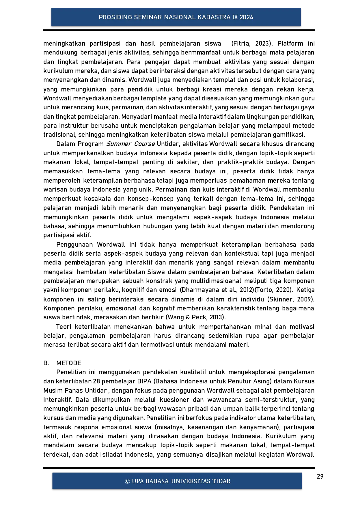 juris Voice of BIPA Learners Enhancing Engagement through Wordwall Media in the Untidar Summer Course Kesaan Pembelajar BIPA