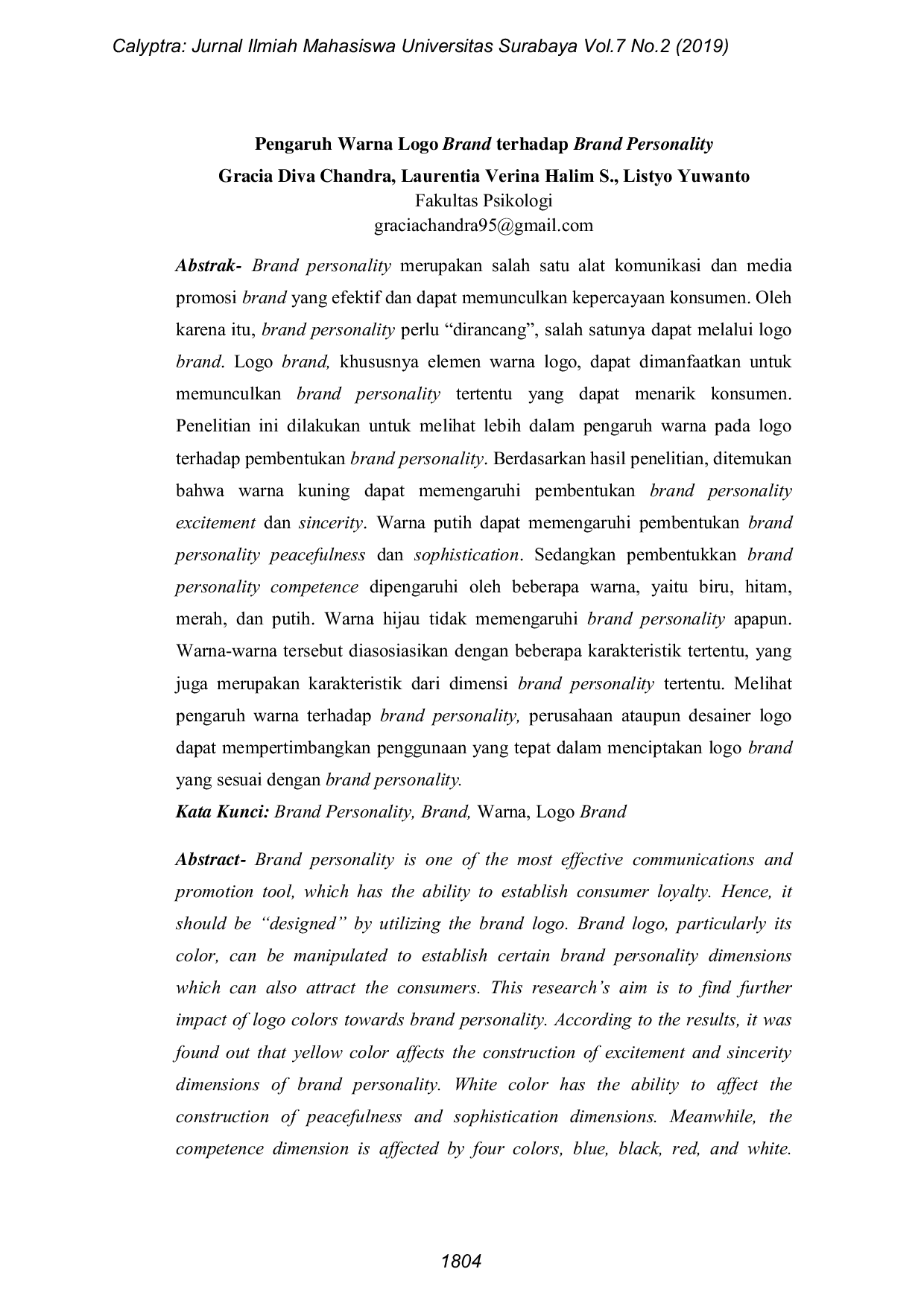 JURIS Pengaruh Warna Logo Brand terhadap Brand Personality