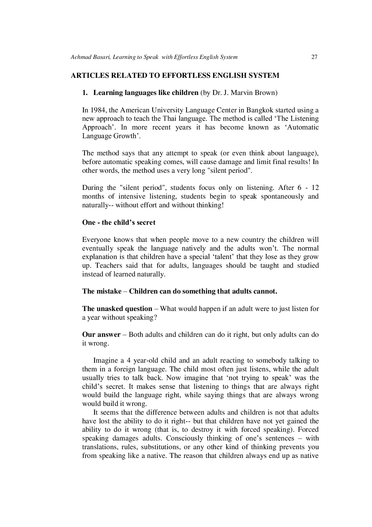 JURIS Learning To Speak With Effortless English System