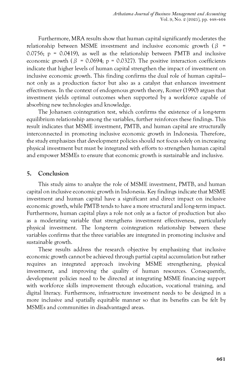 JURIS The Moderating Effect of Human Capital in the Investment Growth Nexus Evidence from MSME and Fixed Capital Formation in Indonesia