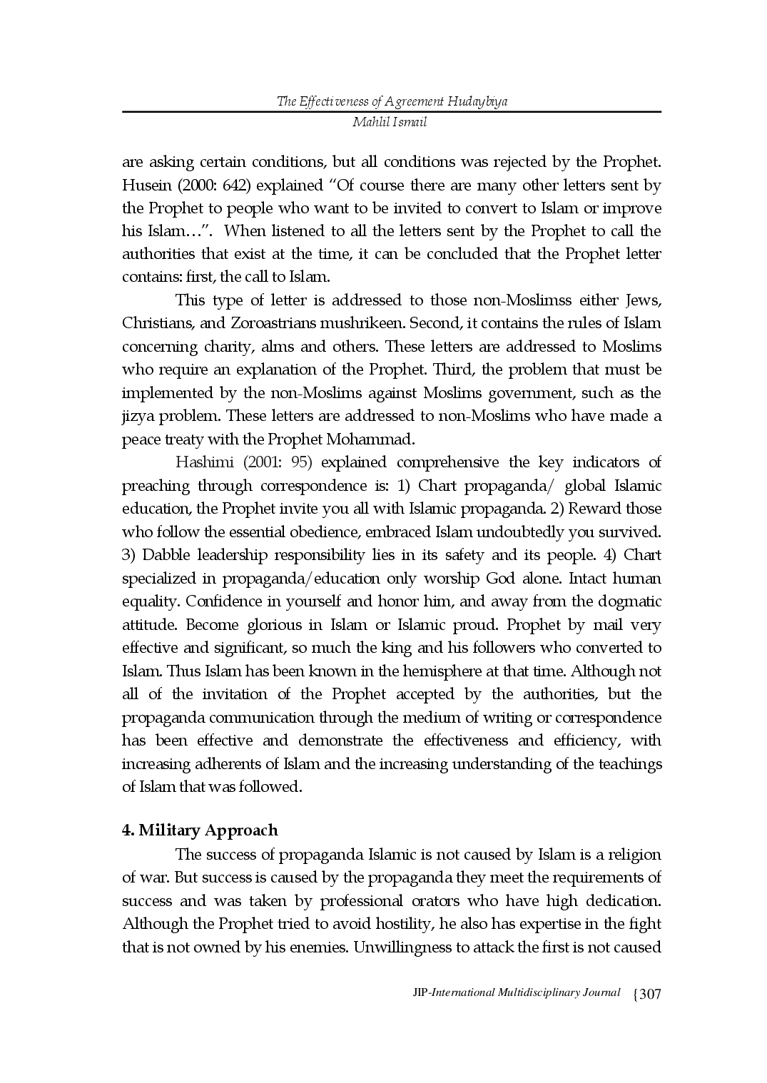 juris THE EFFECTIVENESS OF AGREEMENT HUDAYBIYA Study of Conflict Resolution Method