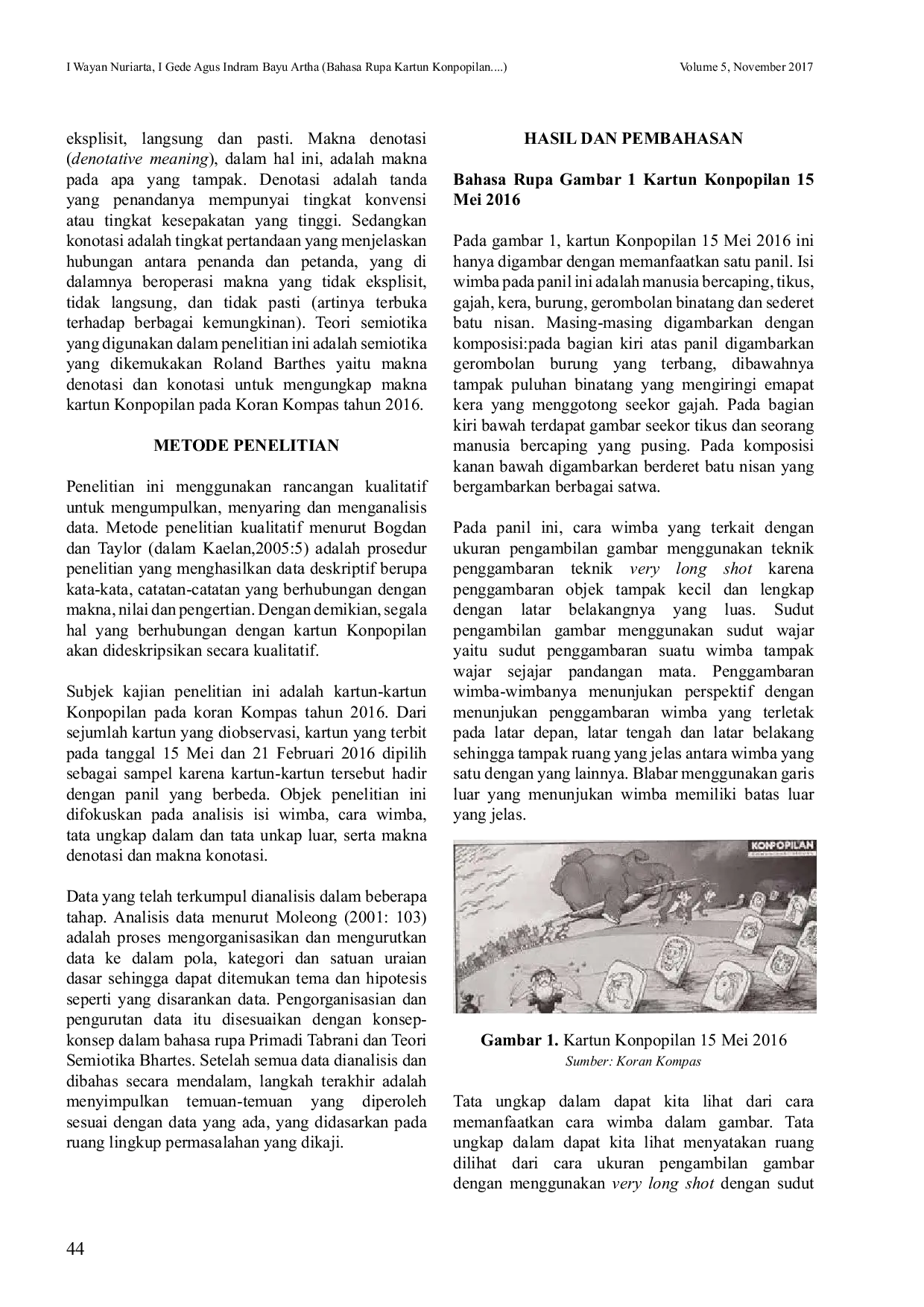 JURIS Bahasa Rupa Kartun Konpopilan Pada Koran Kompas Tahun 2016