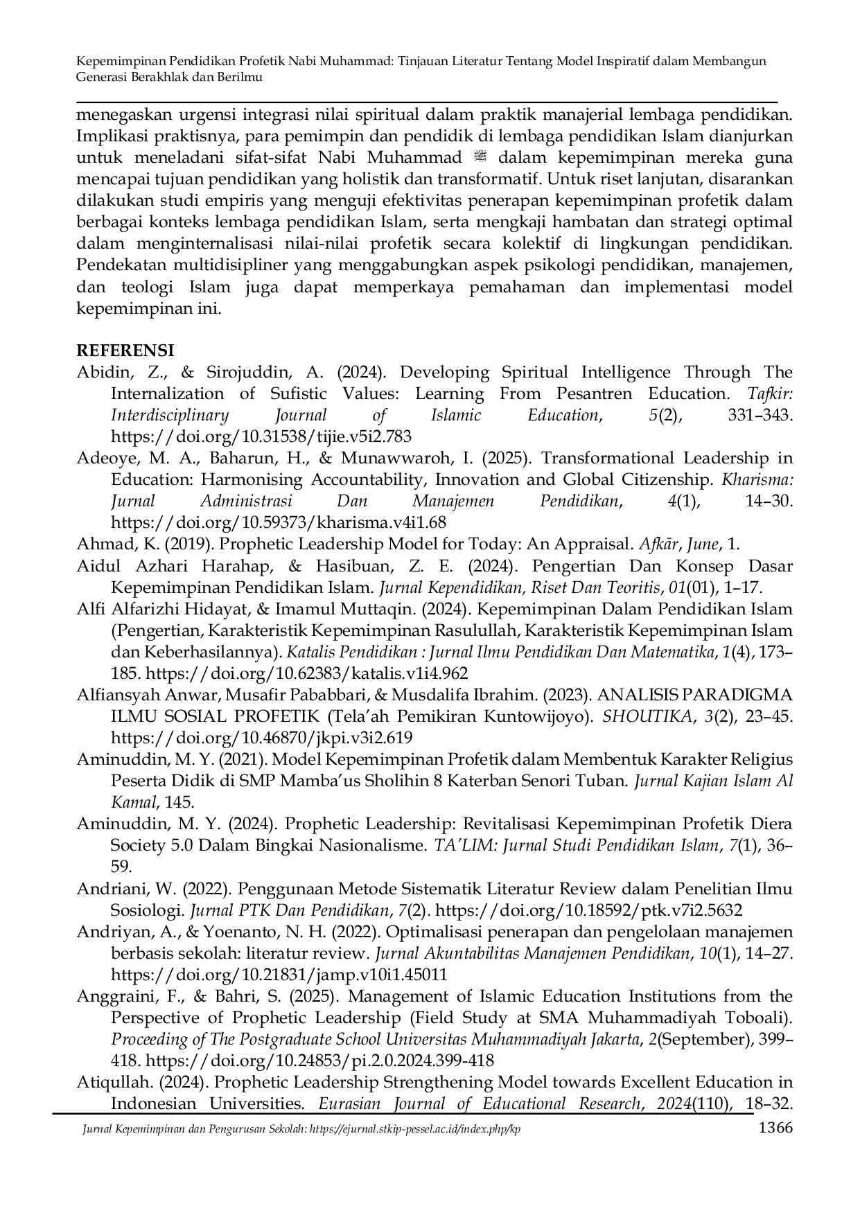JURIS Prophetic Educational Leadership of the Prophet Muhammad A Literature Review on the Inspirational Model in Building a Virtuous and Knowledgeable Generation