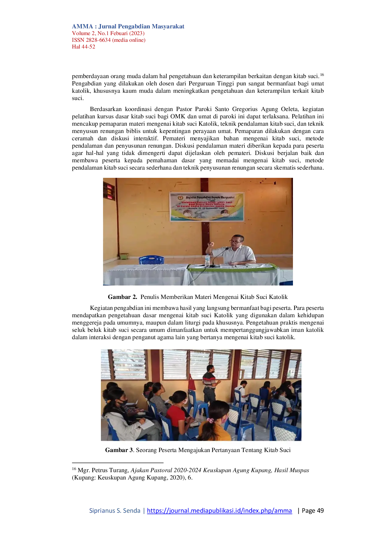 JURIS Pelatihan Kursus Dasar Kitab Suci Bagi Orang Muda Katolik Paroki Santo Gregorius Agung Oeleta