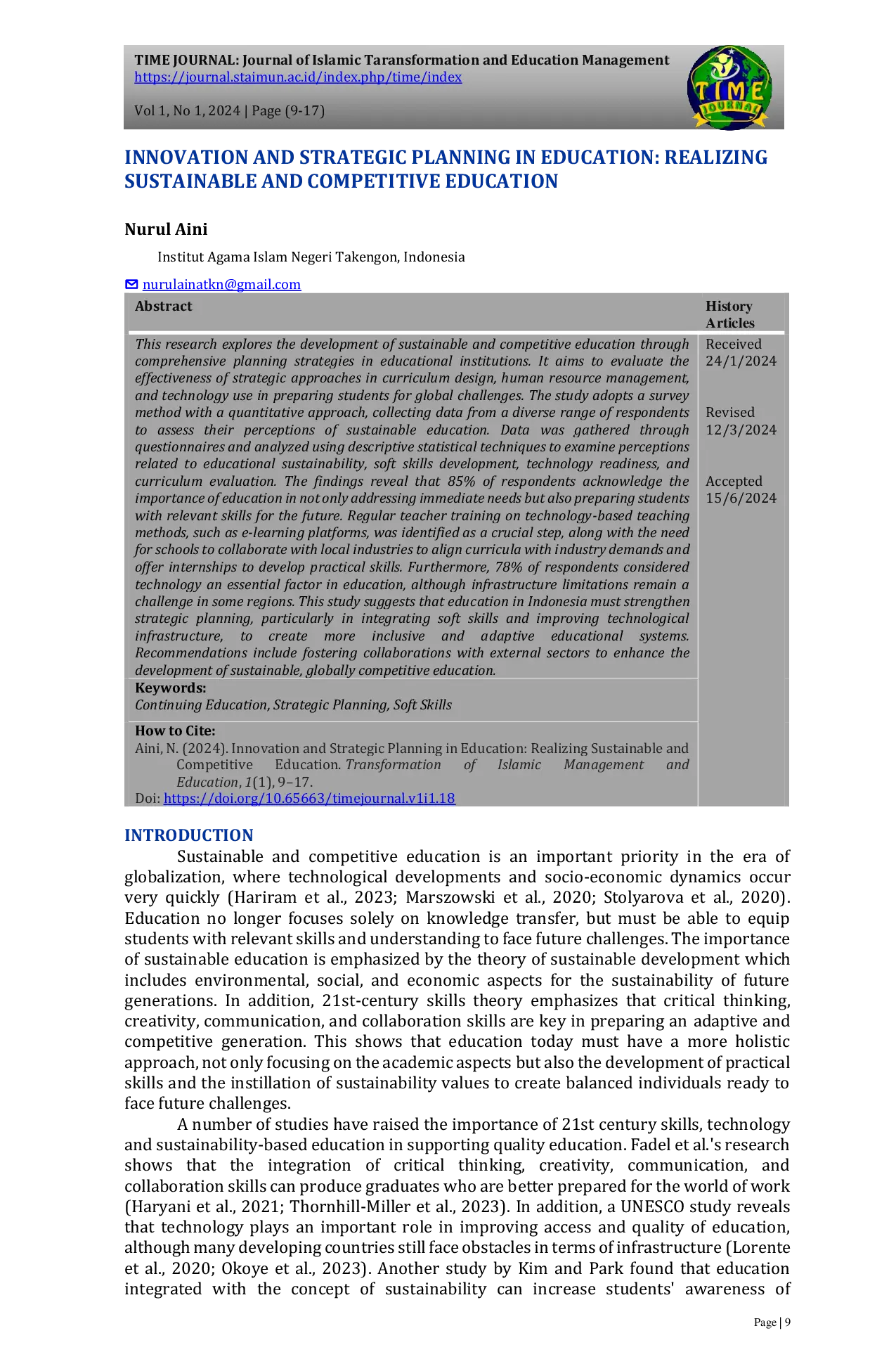 JURIS Innovation and Strategic Planning in Education Realizing Sustainable and Competitive Education