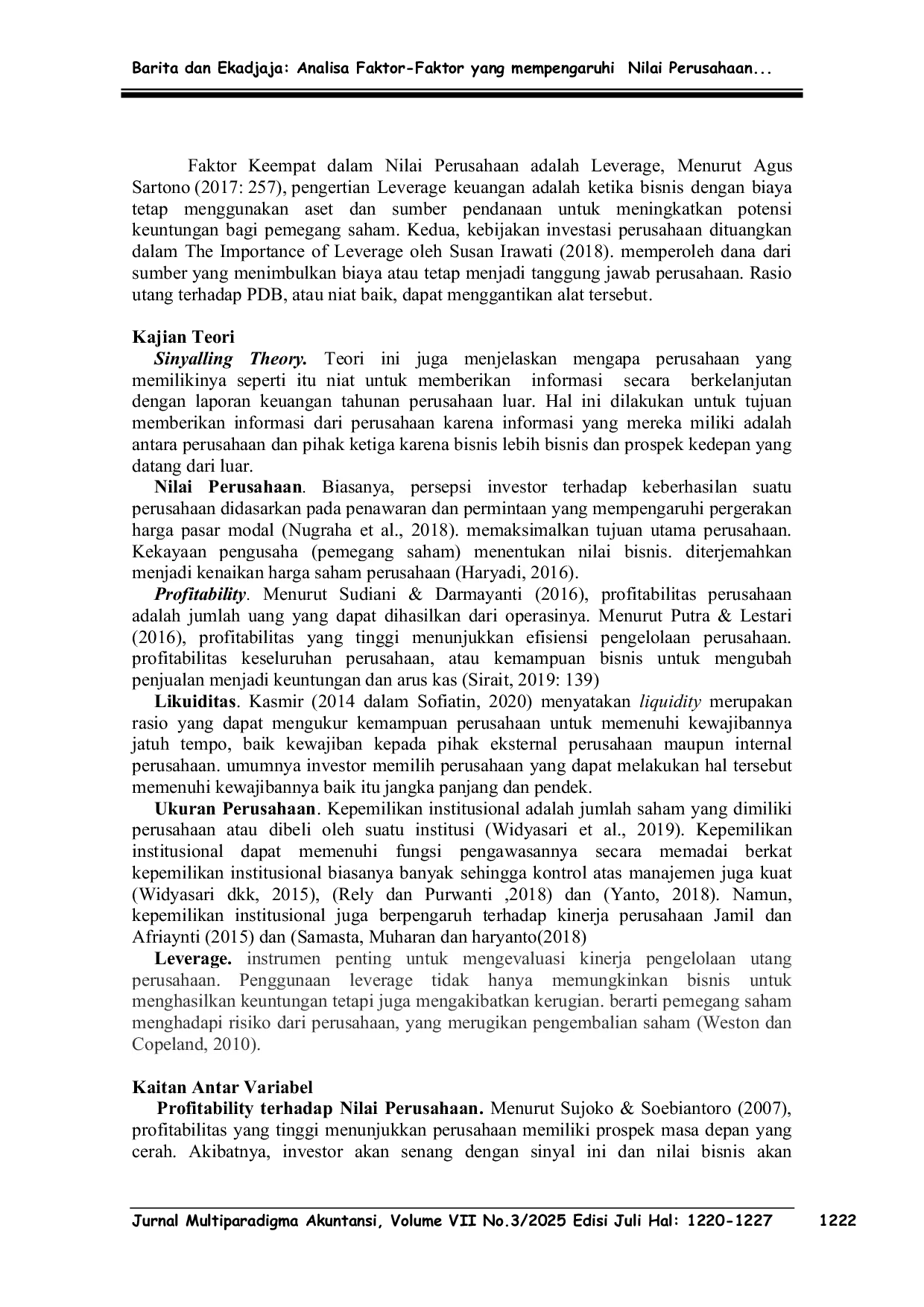 JURIS Analisa Faktor Faktor yang Mempengaruhi Nilai Perusahaan Sektor Konsumsi