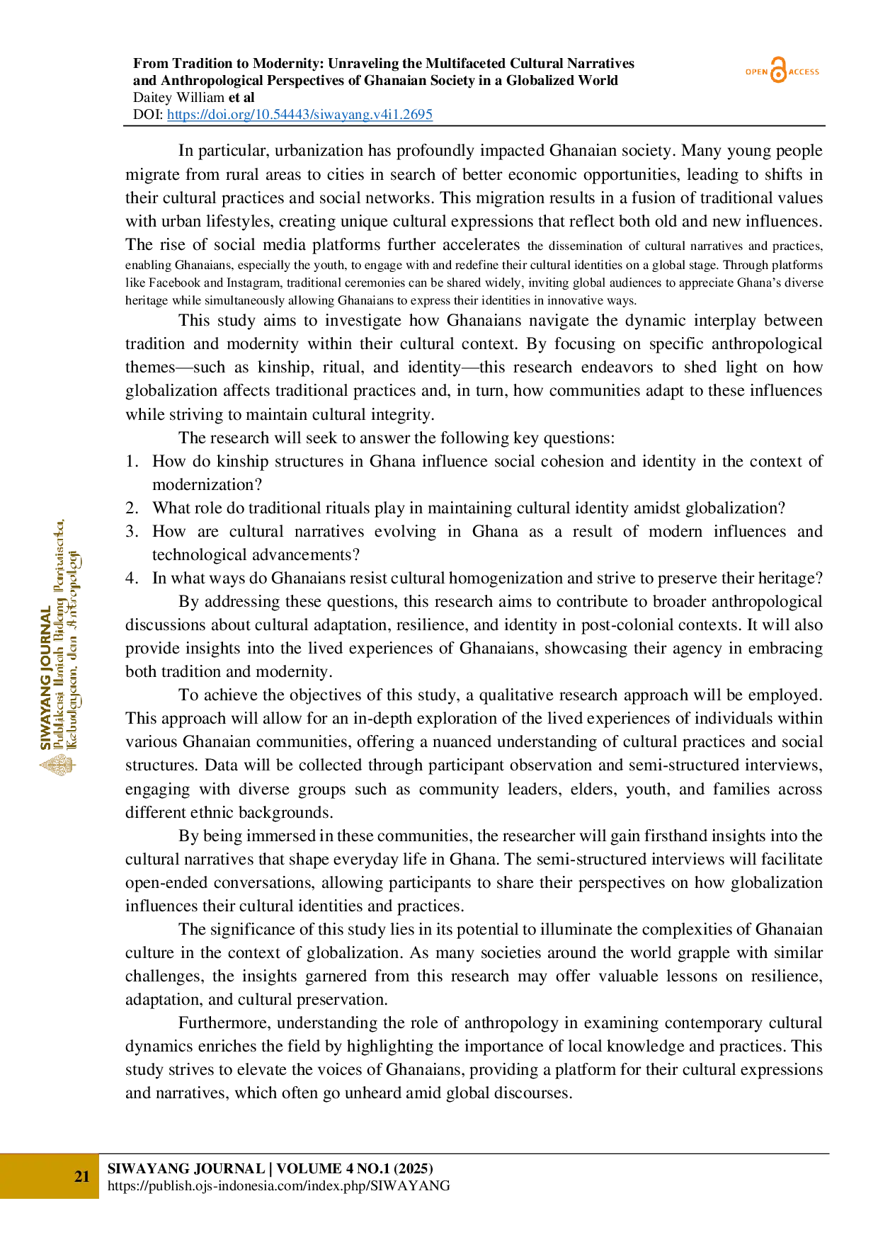 JURIS From Tradition to Modernity Unraveling the Multifaceted Cultural Narratives and Anthropological Perspectives of Ghanaian Society in a Globalized World