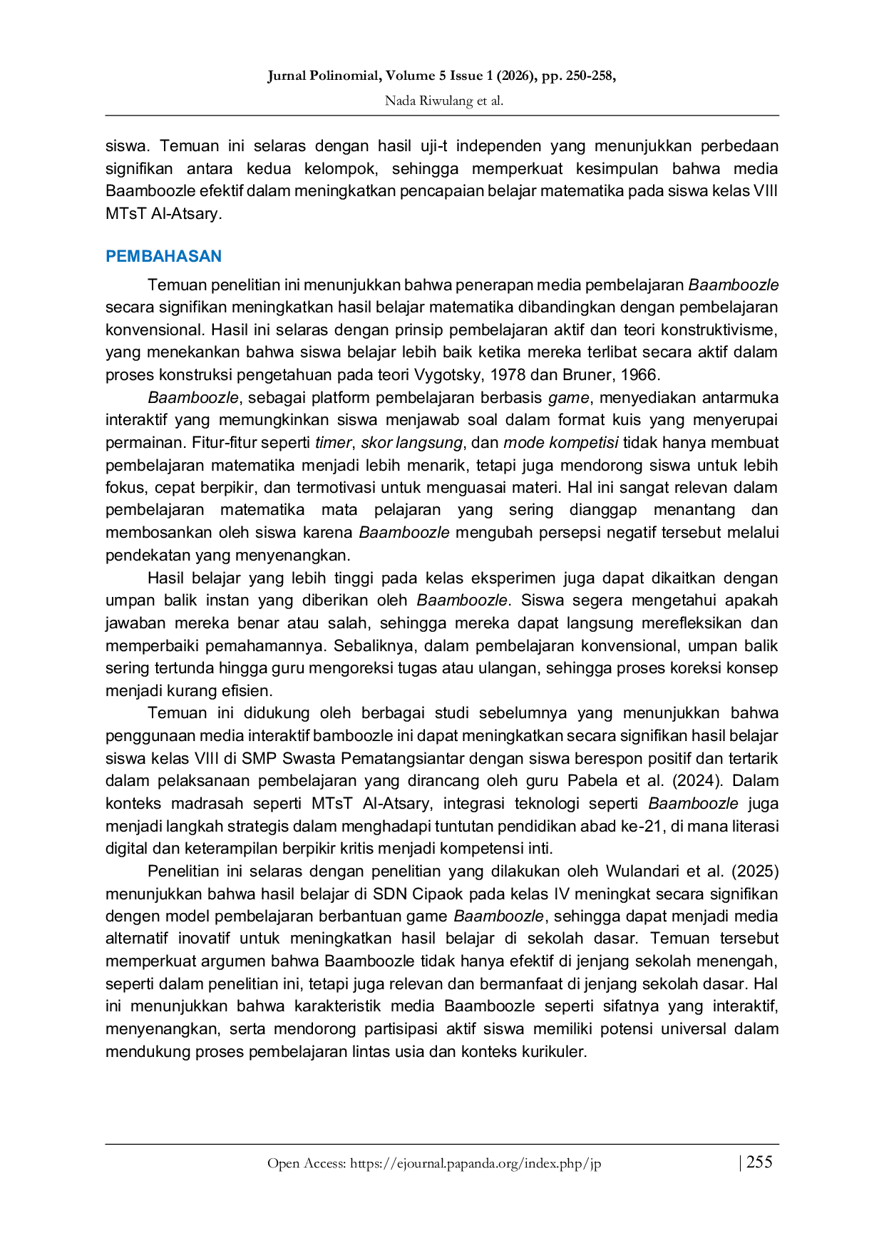 JURIS Pengaruh Media Baamboozle Terhadap Hasil Belajar Siswa