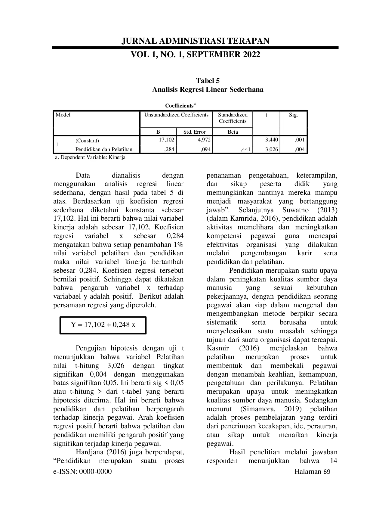 JURIS Pengaruh Pendidikan Dan Pelatihan Terhadap Kinerja Pegawai Pada Badan Pengembangan Sumber Daya Manusia Bpsdm Provinsi Maluku