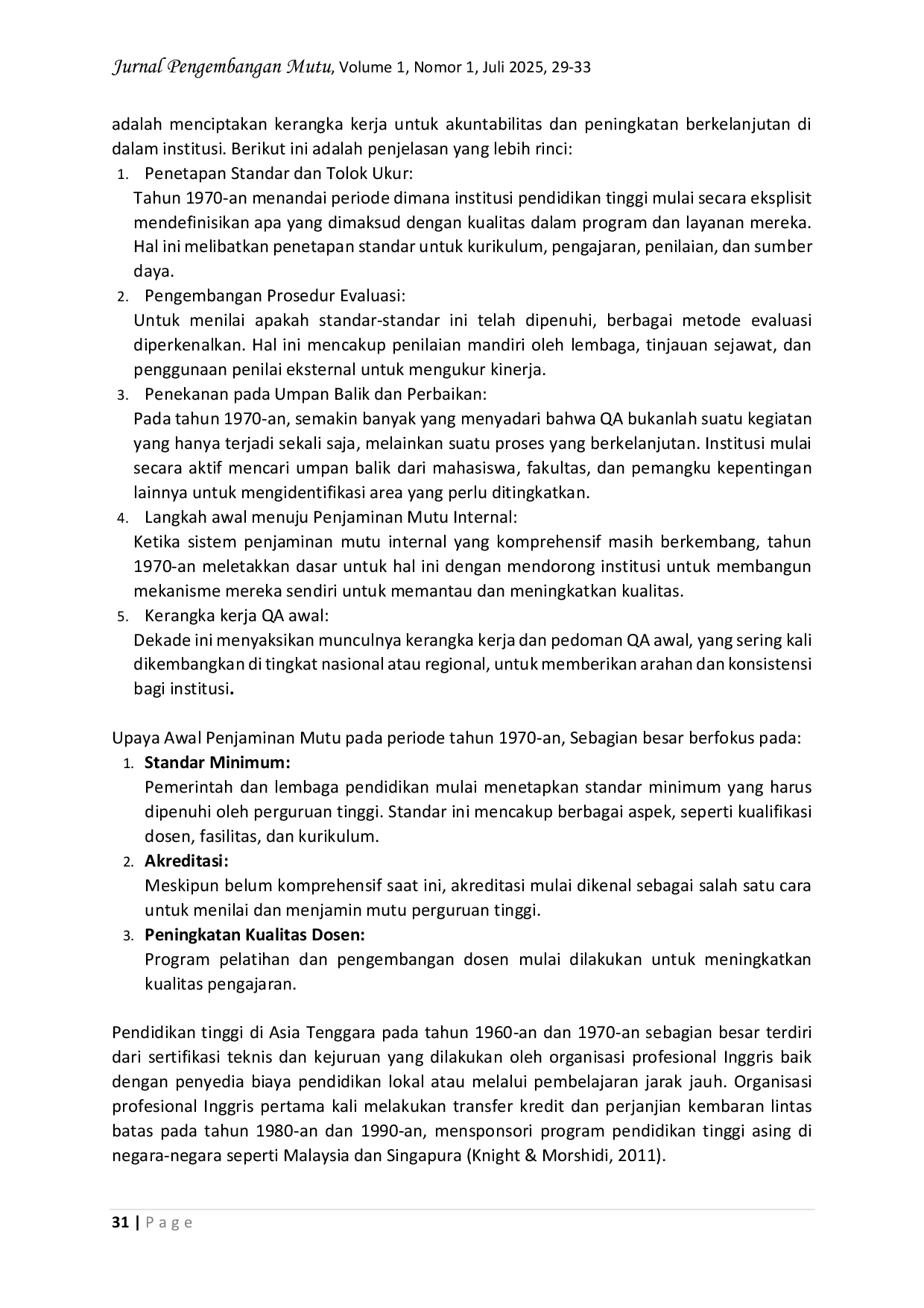 JURIS Sejarah Penjaminan Mutu Pendidikan Tinggi Periode 1960 1980