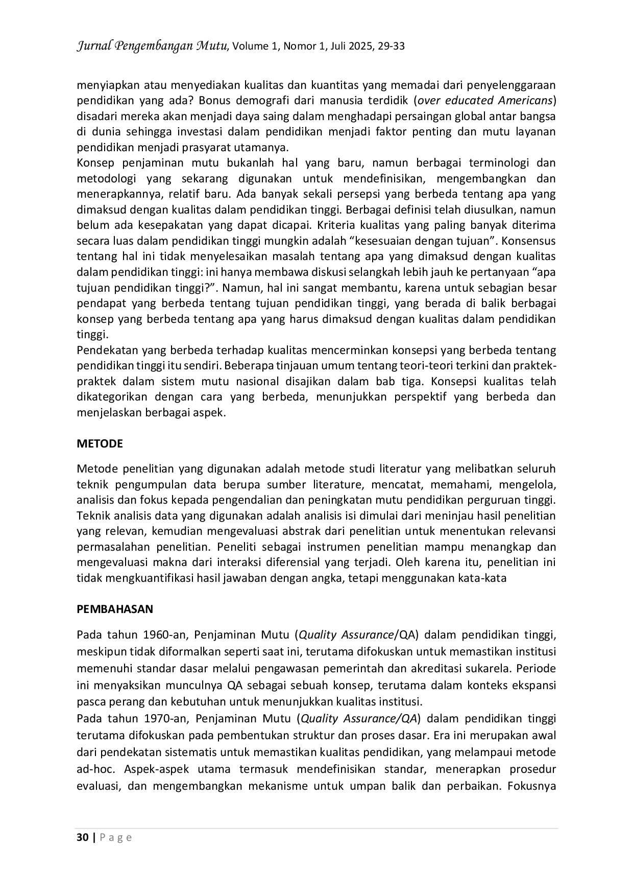 JURIS Sejarah Penjaminan Mutu Pendidikan Tinggi Periode 1960 1980