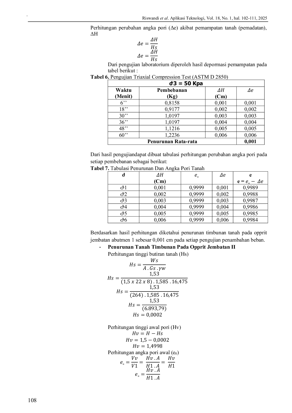 JURIS Pengaruh Jenis Tanah Terhadap Penurunan Timbunan Pada Opprit Jembatan Gantung Sei Batang Kumu Pada Ruas Jalan Desa Payung Sekaki Bangun Jaya