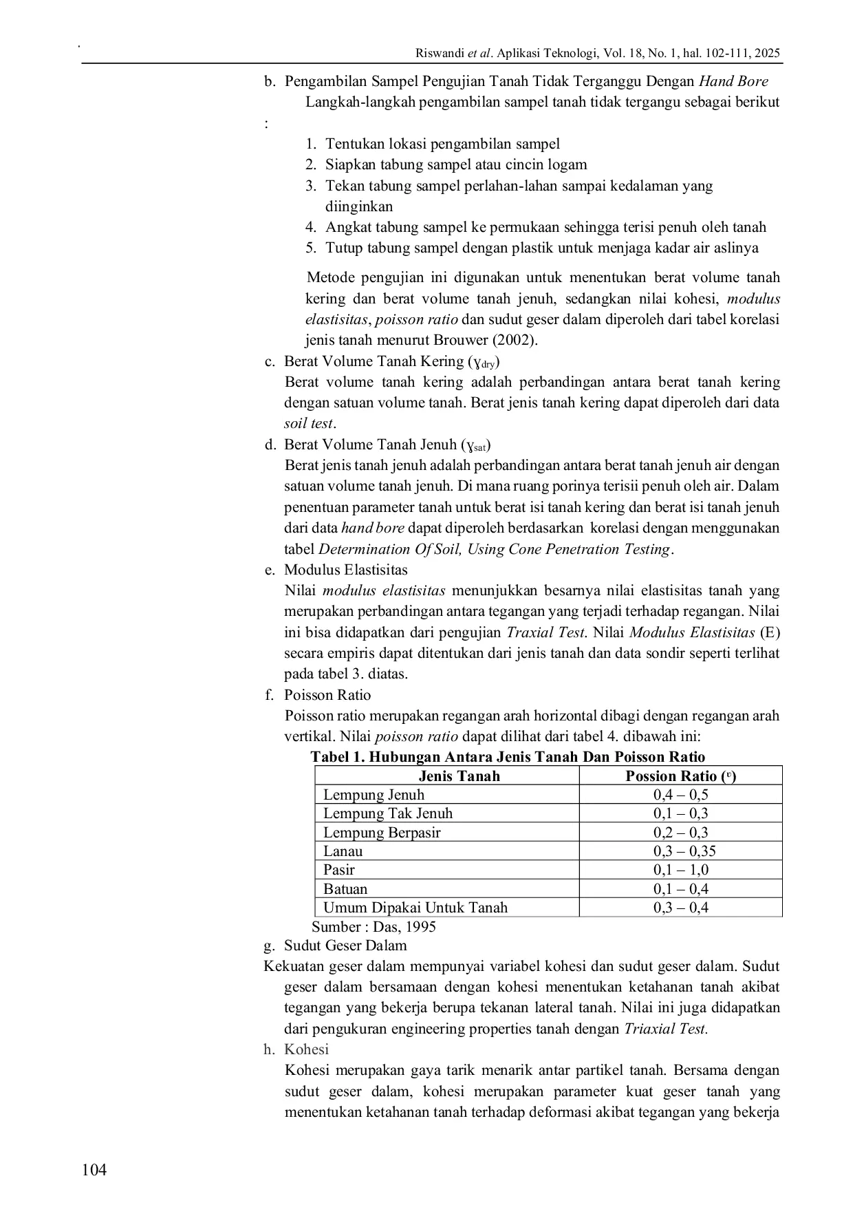 JURIS Pengaruh Jenis Tanah Terhadap Penurunan Timbunan Pada Opprit Jembatan Gantung Sei Batang Kumu Pada Ruas Jalan Desa Payung Sekaki Bangun Jaya