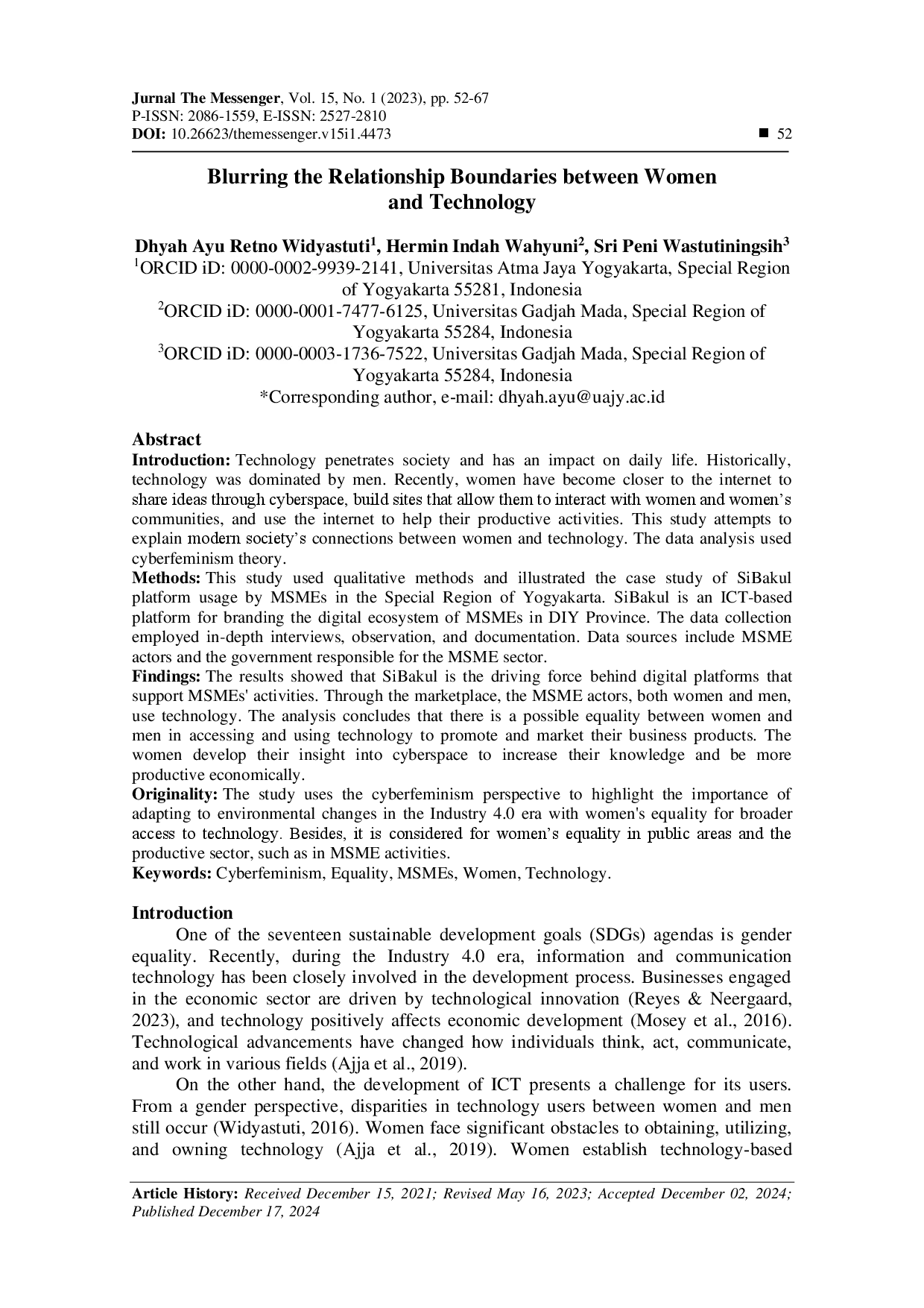 juris Blurring the Relationship Boundaries between Women and Technology