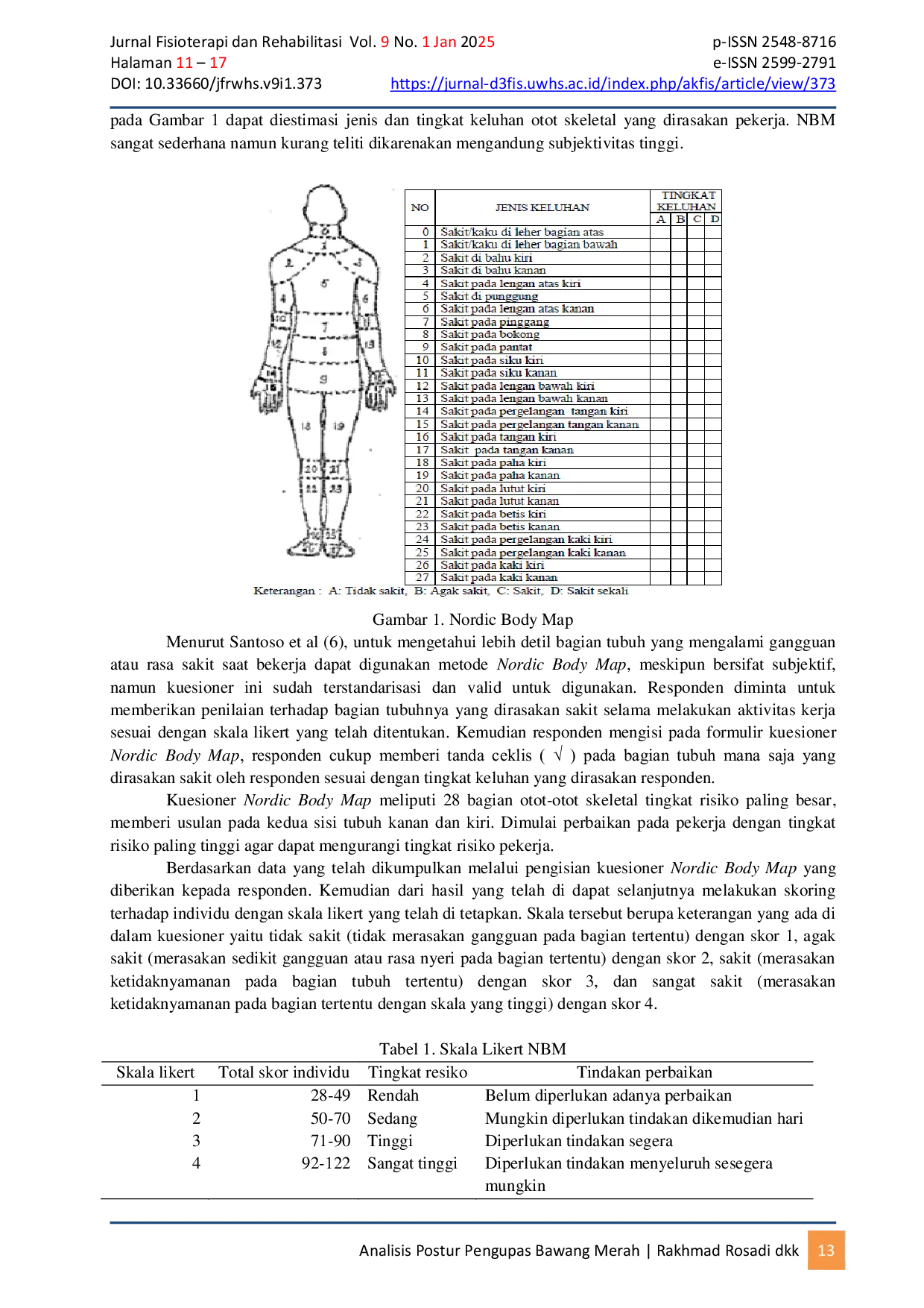 JURIS Analisis Postur Pengupas Bawang Merah Di Daerah Menden Blora Dengan Menggunakan Nordic Body Map Dan REBA