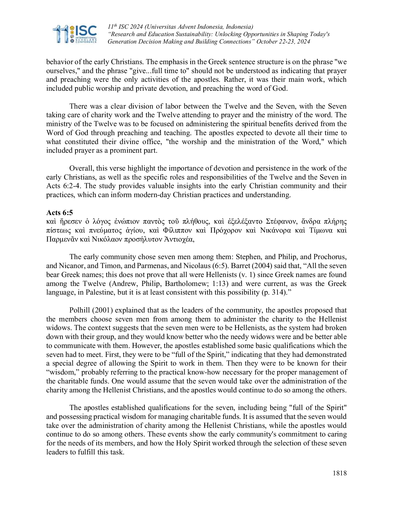 JURIS The Significance of the Laying on of Hands in Act6 6 Towards Theological Enlightenment