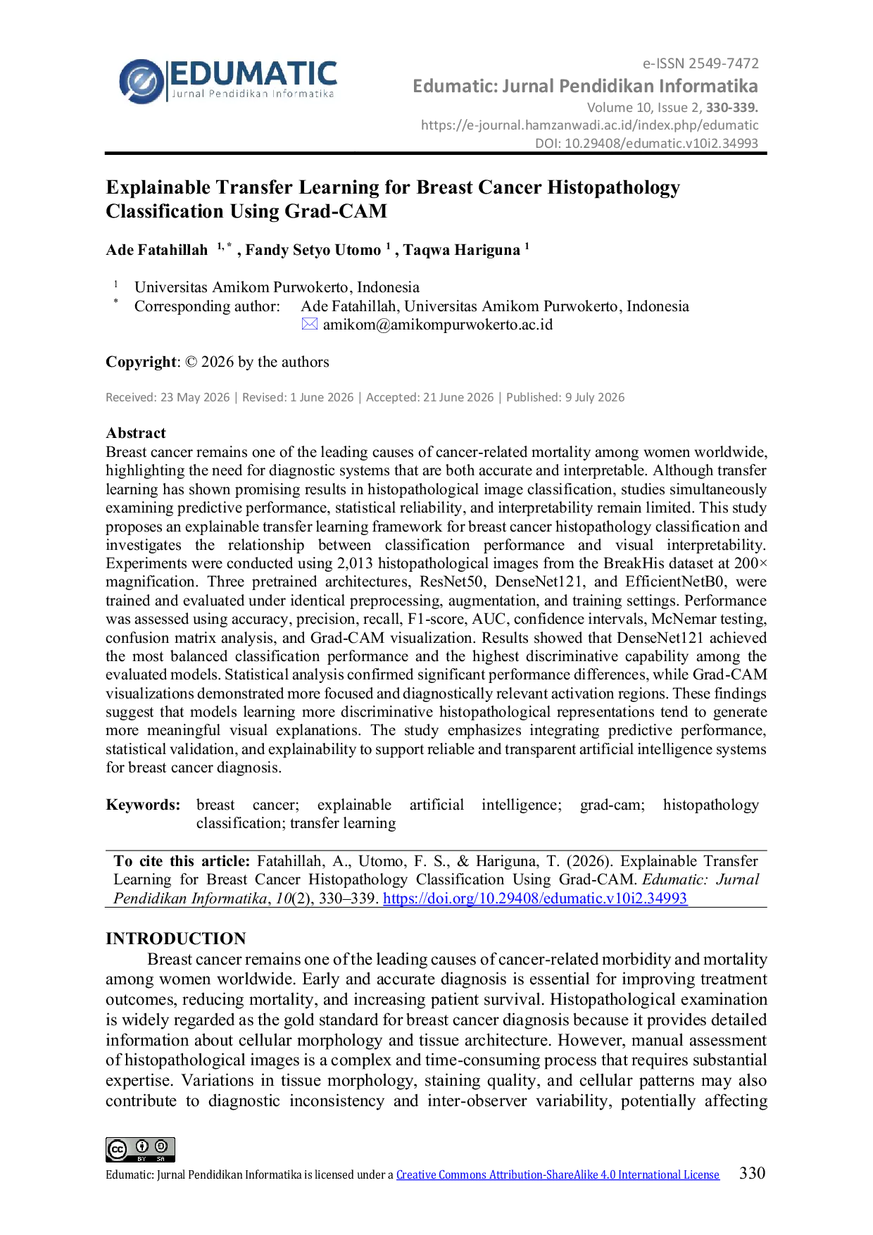 JURIS Explainable Transfer Learning for Breast Cancer Histopathology Classification Using Grad CAM