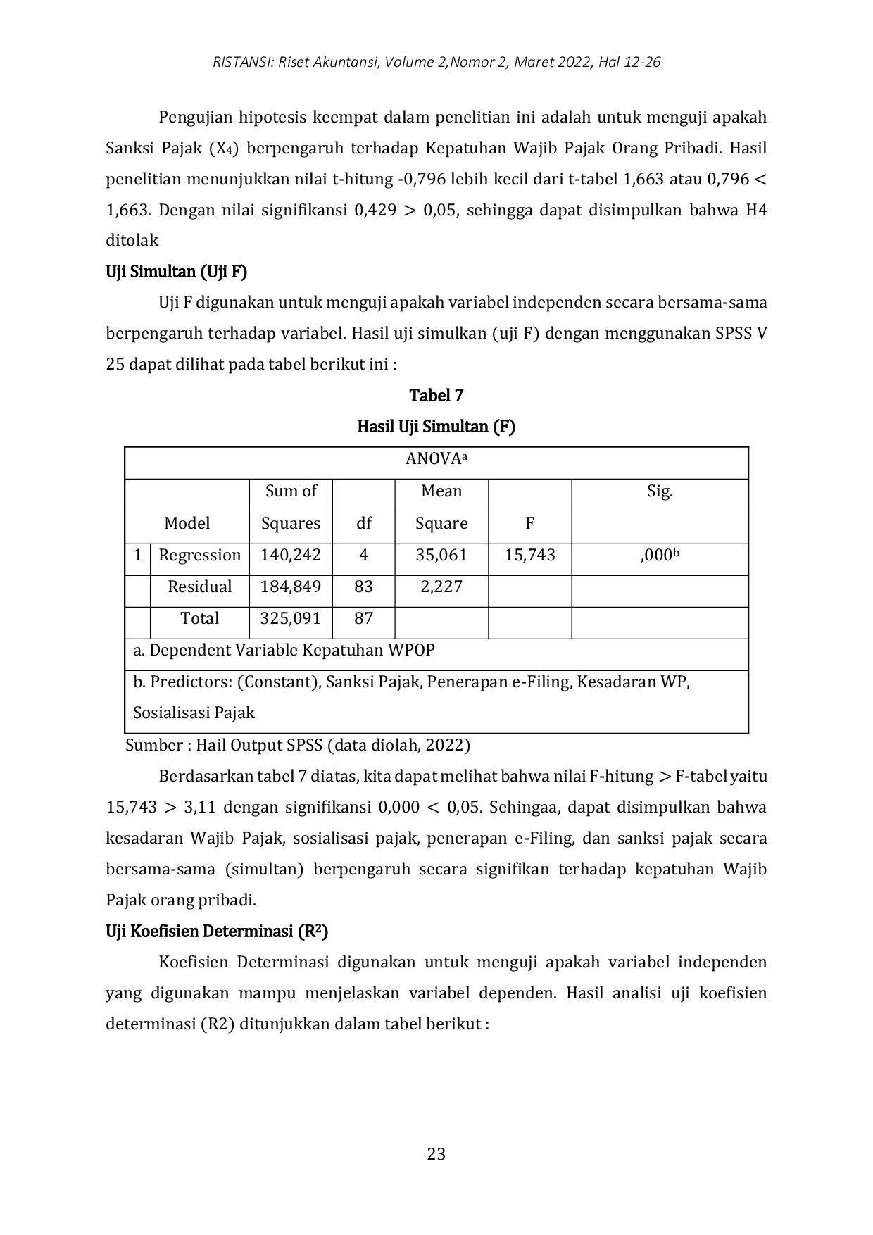 JURIS Pengaruh Kesadaran Wajib Pajak Sosialisasi Pajak Penerapan E Filing Dan Sanksi Pajak Terhadap Kepatuhan Wajib Pajak Orang Pribadi