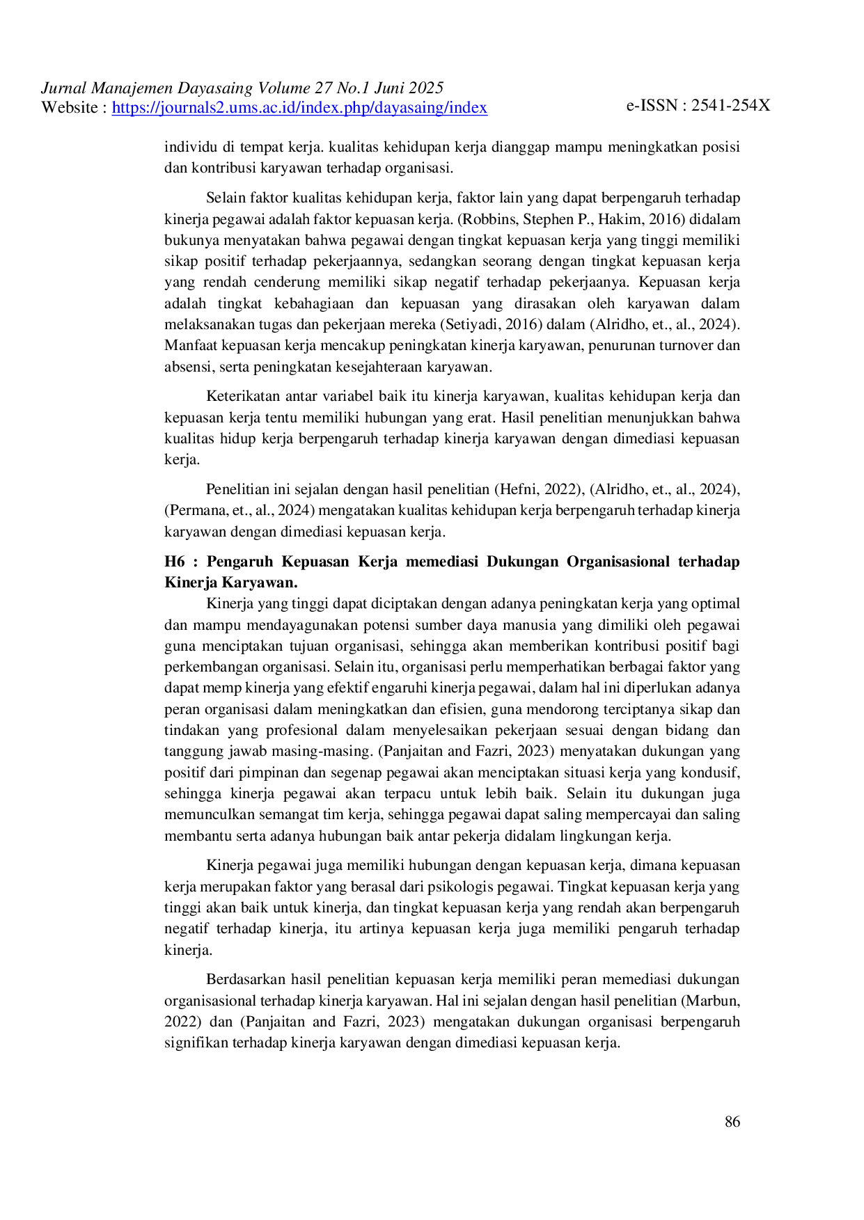 JURIS Empowerment Of Msme Employees Quality Of Work Life Organizational Support And Job Satisfaction