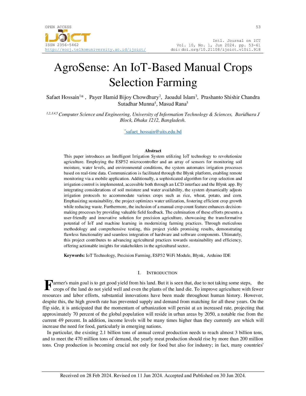 JURIS AgroSense An IoT Based Manual Crops Selection Farming