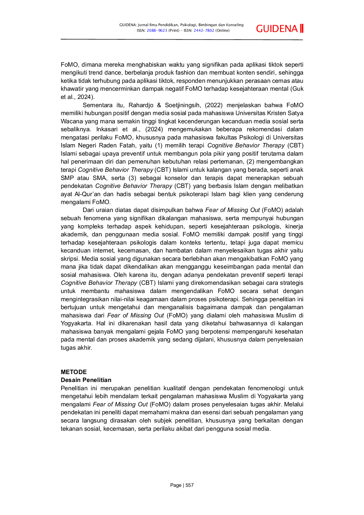 JURIS Dampak Fear of Missing Out FOMO terhadap Penyelesaian Tugas Akhir pada Mahasiswa Muslim Yogyakarta