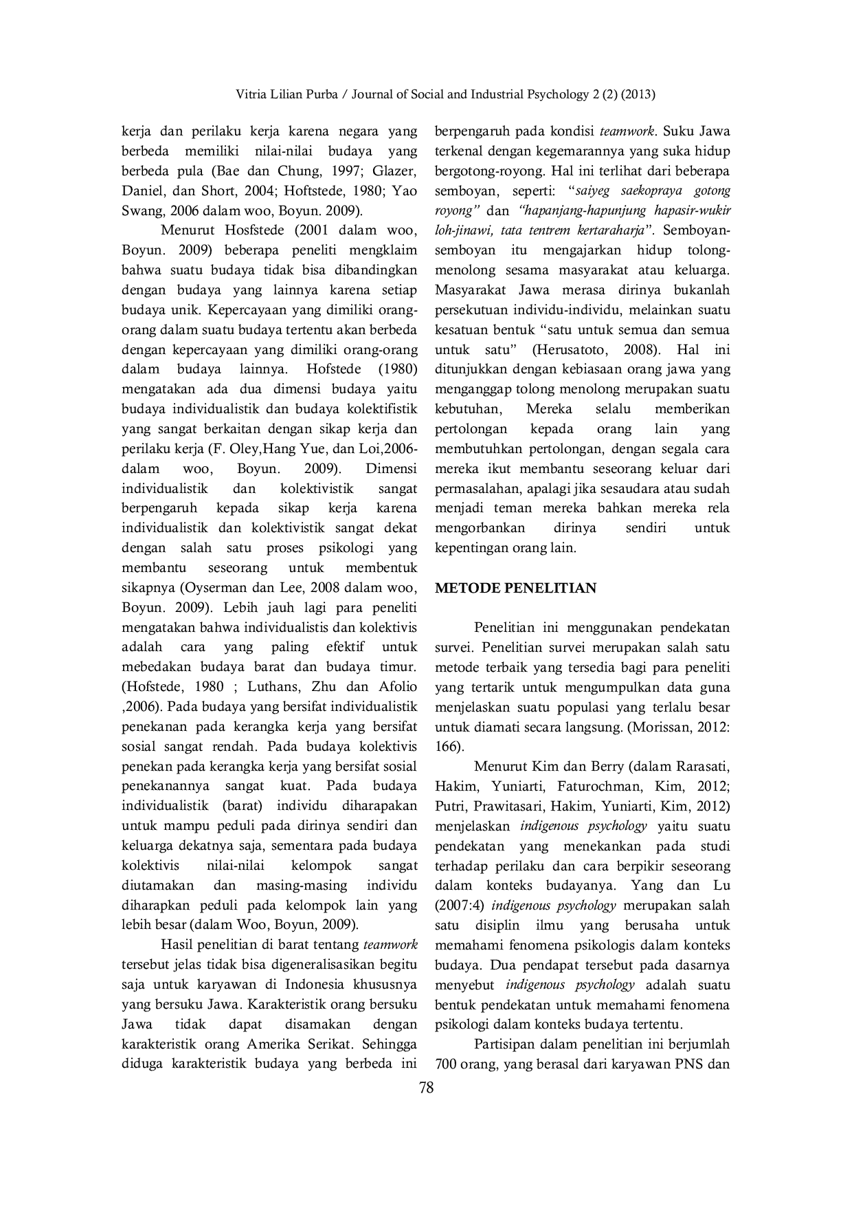 JURIS Teamwork Studi Indigenous pada Karyawan PNS dan Swasta Bersuku Jawa