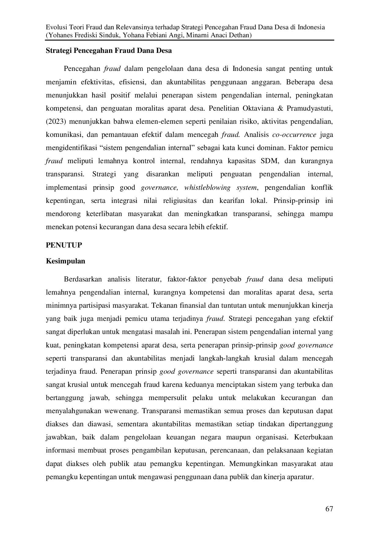 JURIS Evolusi Teori Fraud dan Relevansinya Terhadap Strategi Pencegahan Fraud Dana Desa di Indonesia