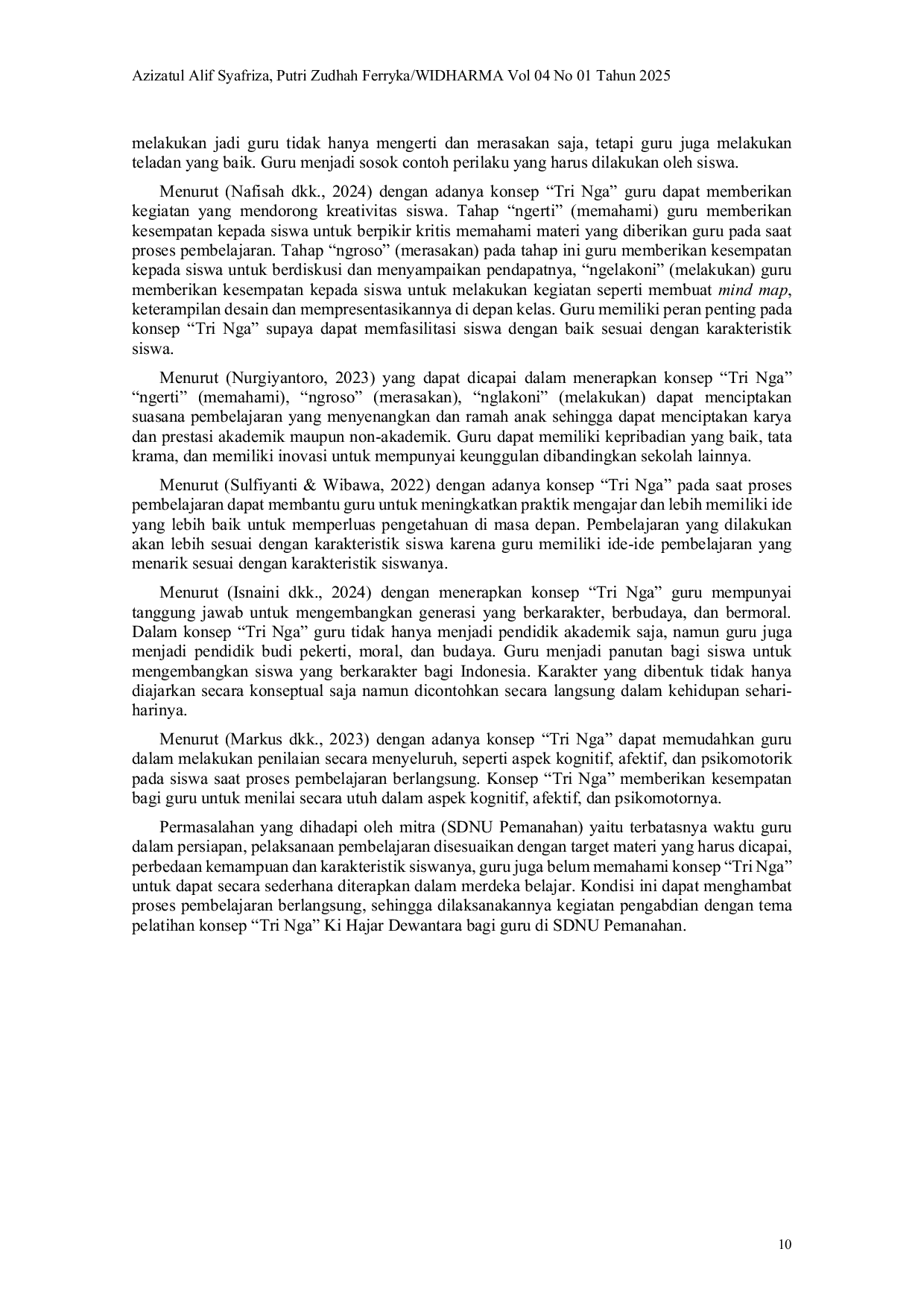 JURIS Pelatihan Konsep Tri Nga Ki Hajar Dewantara Bagi Guru Di Sdnu Pemanahan