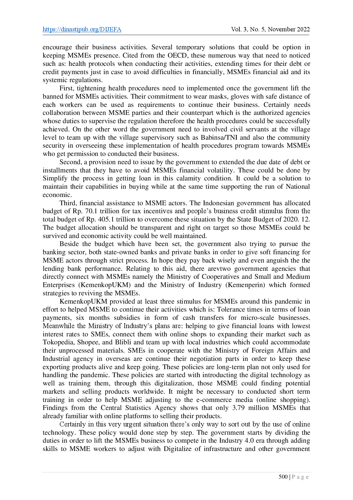 juris Optimizing the Role of MSMEs in an Efforts to Revive the National Economic during the Pandemic of Covid 19
