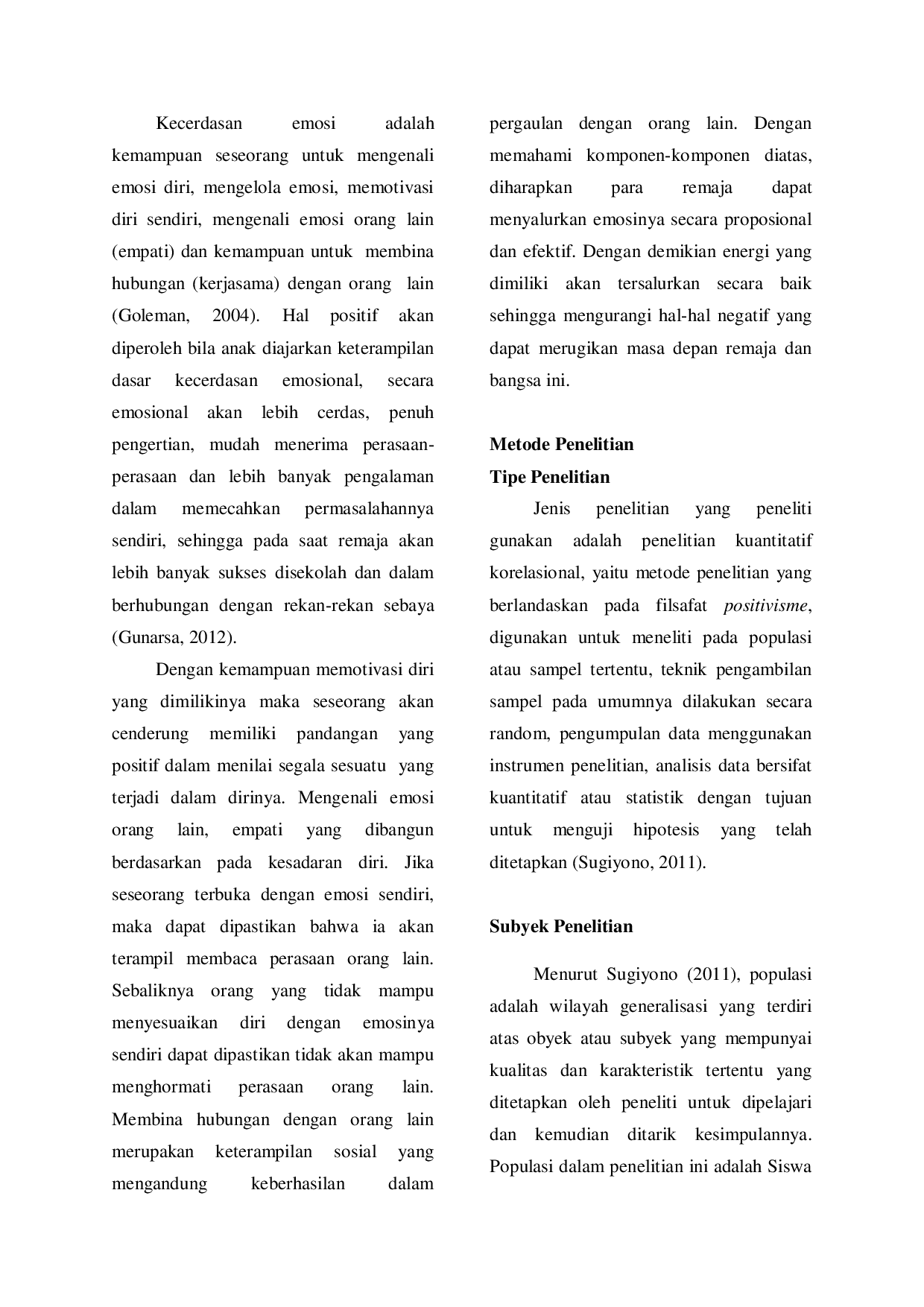 JURIS Pengaruh Antara Pola Asuh Permisif Terhadap Kecerdasan Emosi Pada Siswa Kelas X SMK Negeri 9 Samarinda