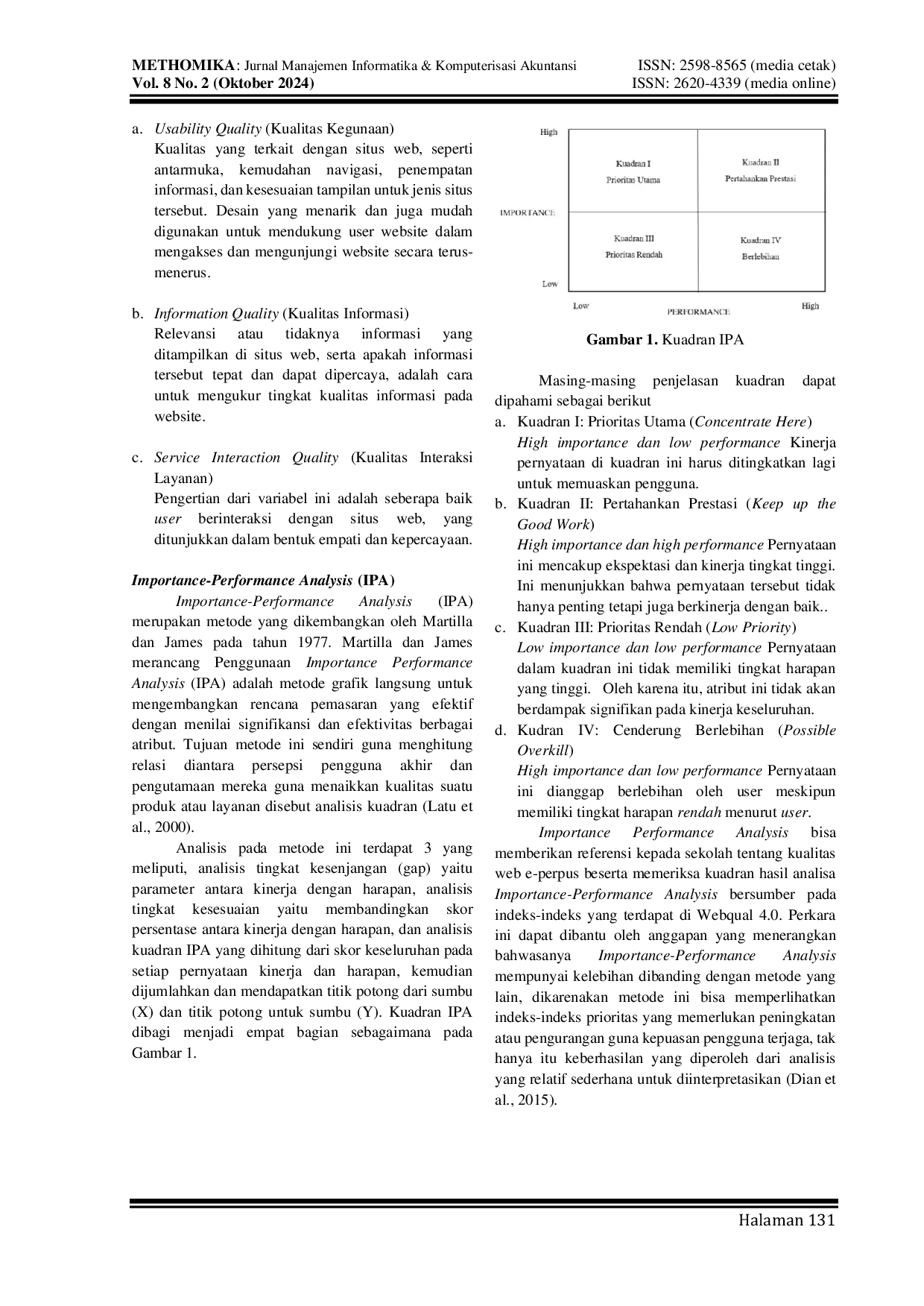 JURIS Analisis Kualitas Website E Perpus Menggunakan Metode Webqual 4 0 Dan Importance Performance Analysis IPA