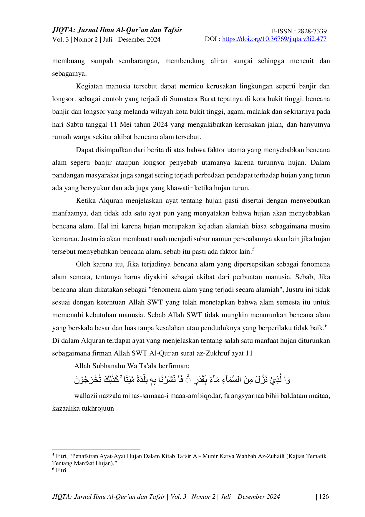 JURIS Ayat Ayat Hujan Dalam Perspektif Wahbah Az Zuhaili