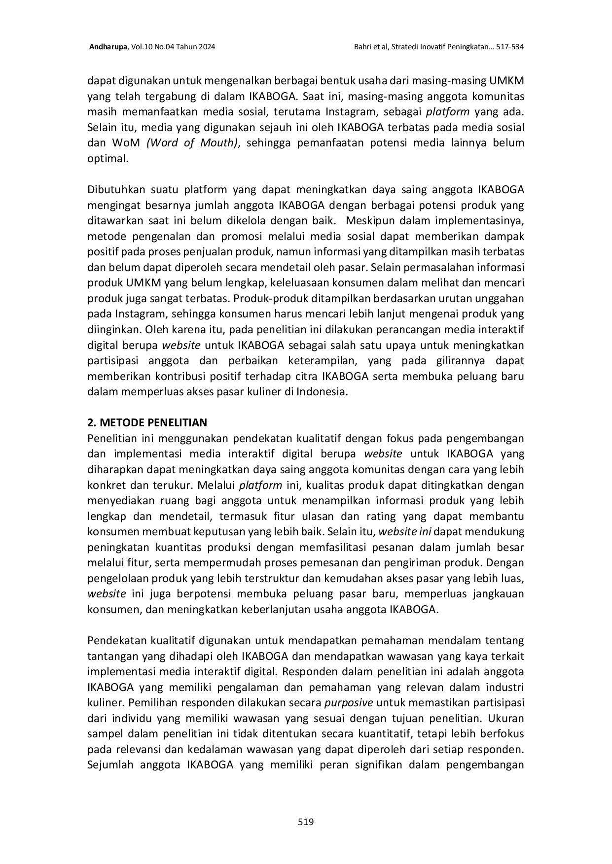 JURIS Strategi Inovatif Peningkatan Daya Saing Ikatan Ahli Boga Indonesia IKABOGA Melalui Perancangan Website