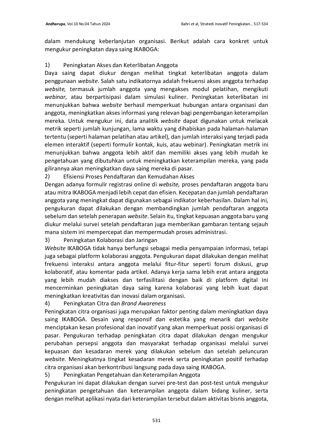 JURIS Strategi Inovatif Peningkatan Daya Saing Ikatan Ahli Boga Indonesia IKABOGA Melalui Perancangan Website