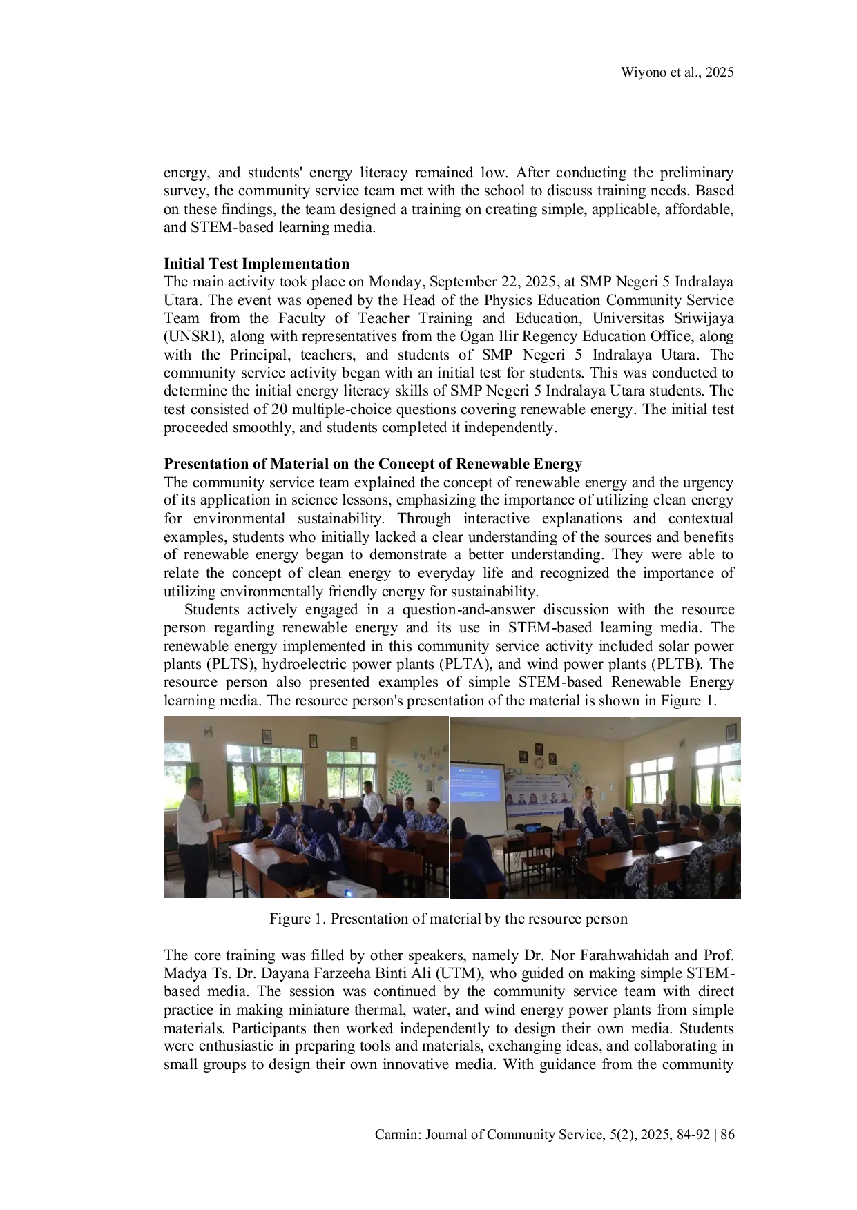 JURIS The Training on The Making of Simple Renewable Energy Media Attempt to Enhance Energy Literacy Among Students at Junior High School
