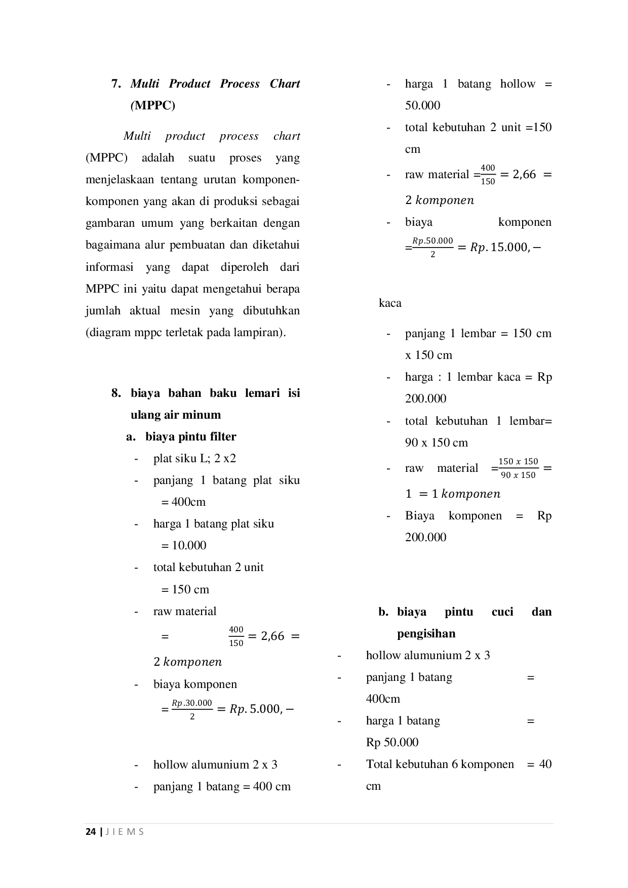 JURIS Analisis Perhitungan Harga Pokok Produksi Terhadap Pembuatan Lemari Depot Air Minum Isi Ulang Di Ud Hajir Filter